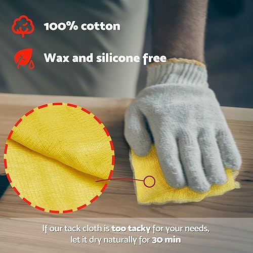 Miniatura 5 de S&F STEAD & FAST Pintores de tela adhesiva para carpintería, pintura, trapo pegajoso para automoción, metal, lijado, limpieza, polvo, manchas, 18 x