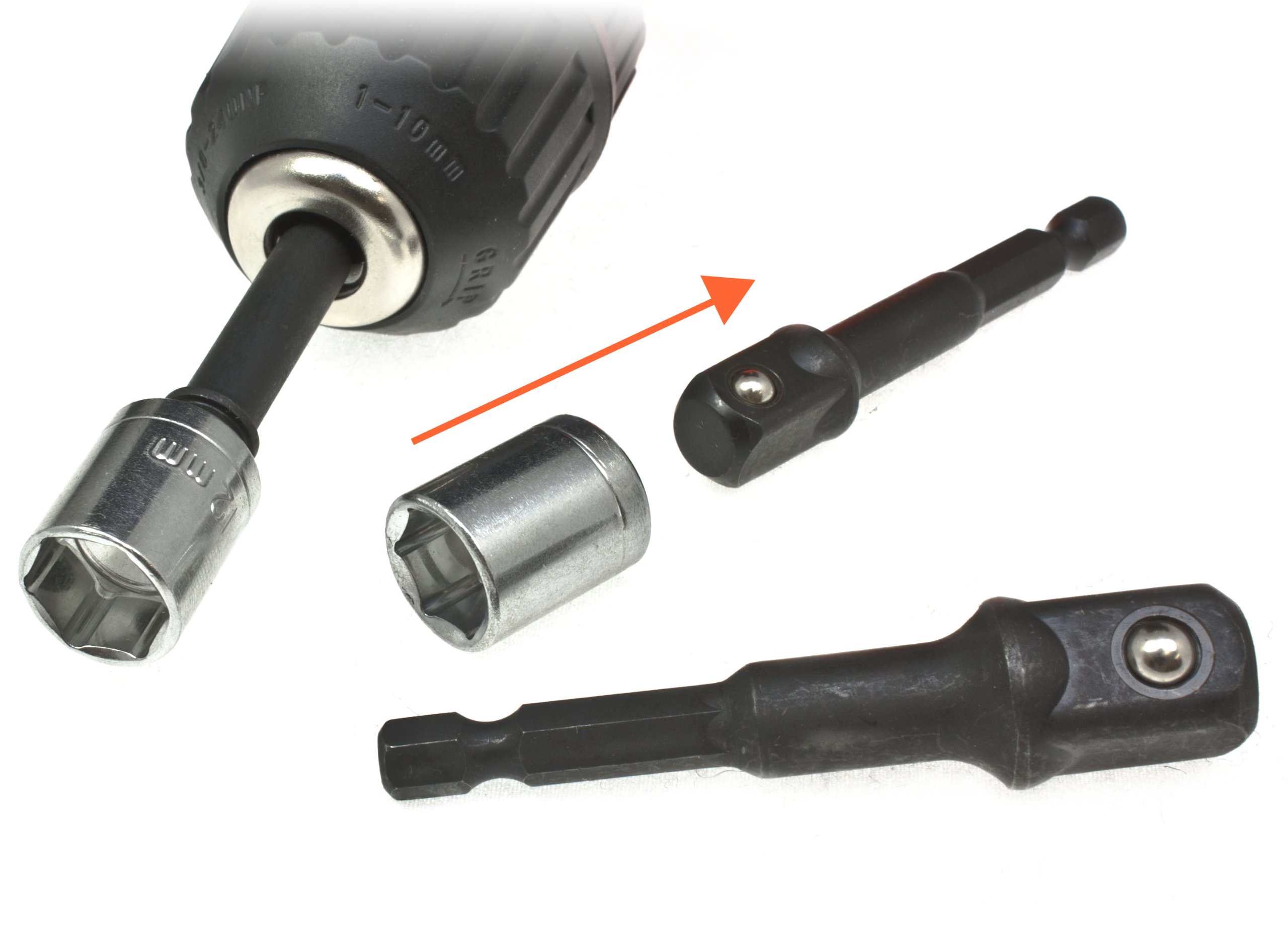 ToolzoneSD243 Socket Nut Driver Adaptors for Drill - Silver