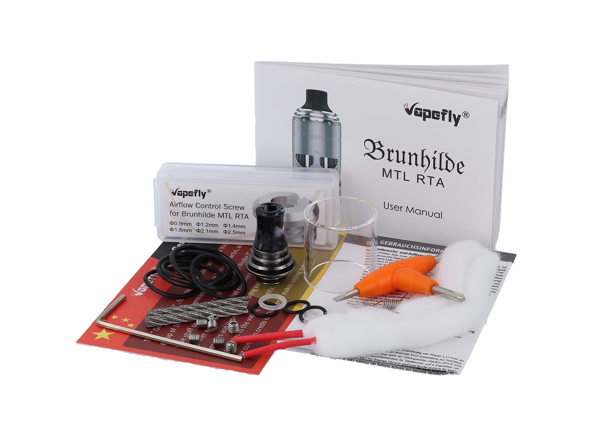 VapeFly Brunhilde MTL RTA Verdampfer , 5 ml , Durchmesser 23 mm , Selbstwickler ,Verdampfer für E Zigarette - Farbe: schwarz