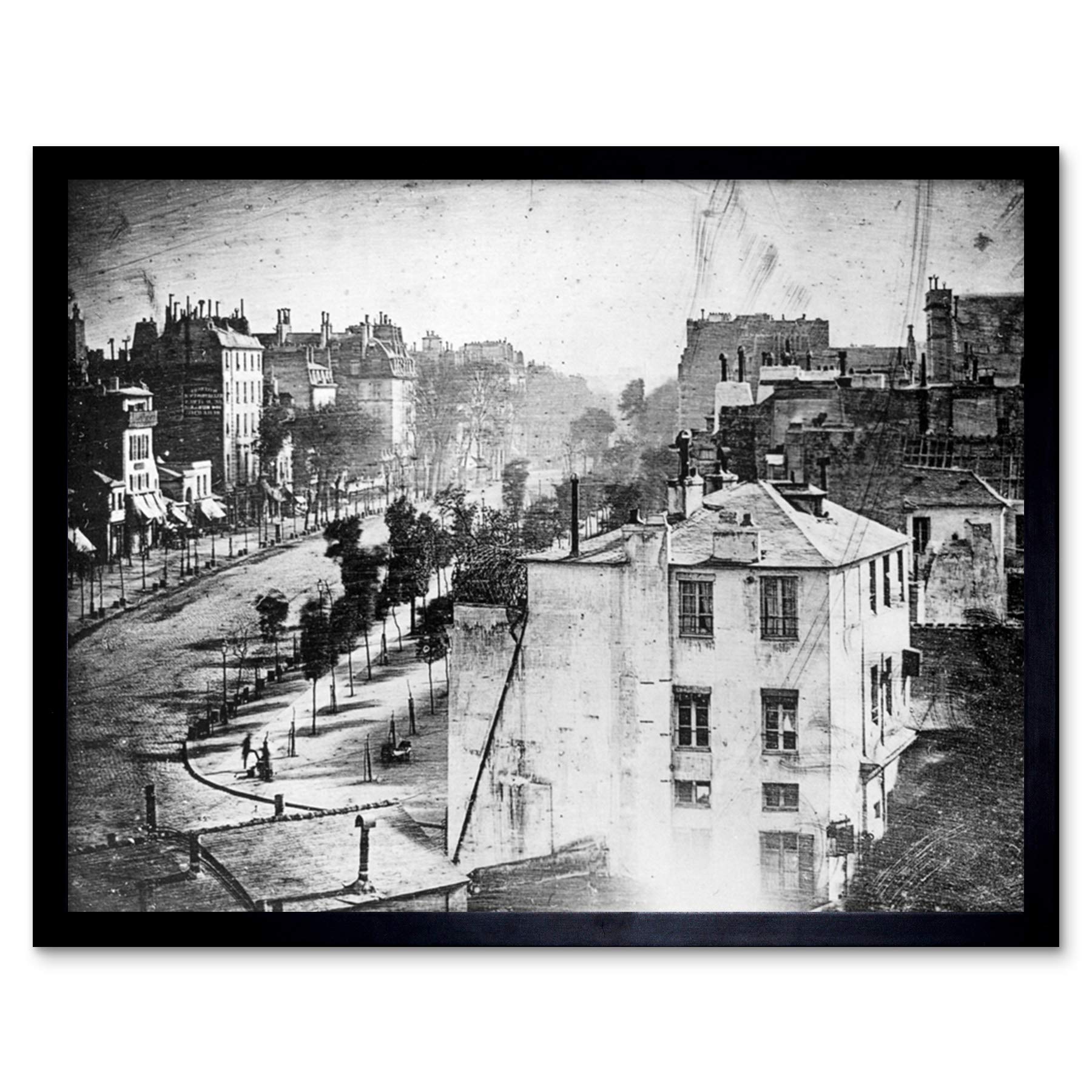 Daguerre Boulevard Temple Paris 1838 Early Photo Art Print Framed Poster Wall Decor 12x16 inch