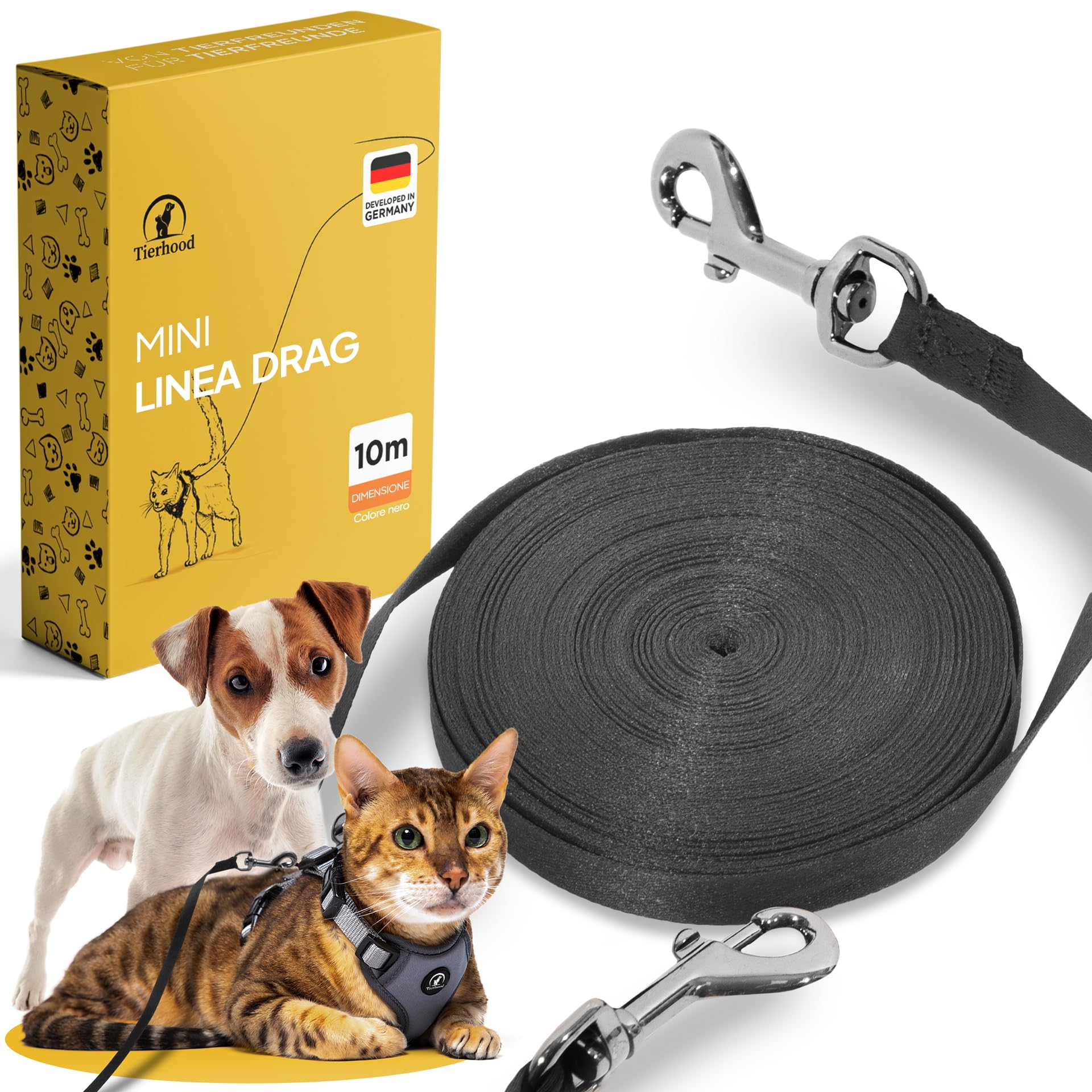 Guinzaglio Lungo Per Gatti Tierhood - 10 Metri, Ultraleggero, Con Moschettoni, Neoprene - Foto 4