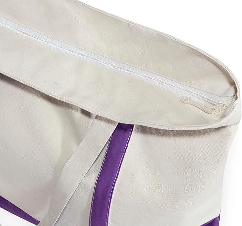 Miniatura 2 de Bolsa extragrande con cremallera, parte superior con cremallera, bolsa de lona resistente para picnic, playa o compras, bolsa de lona de algodón de