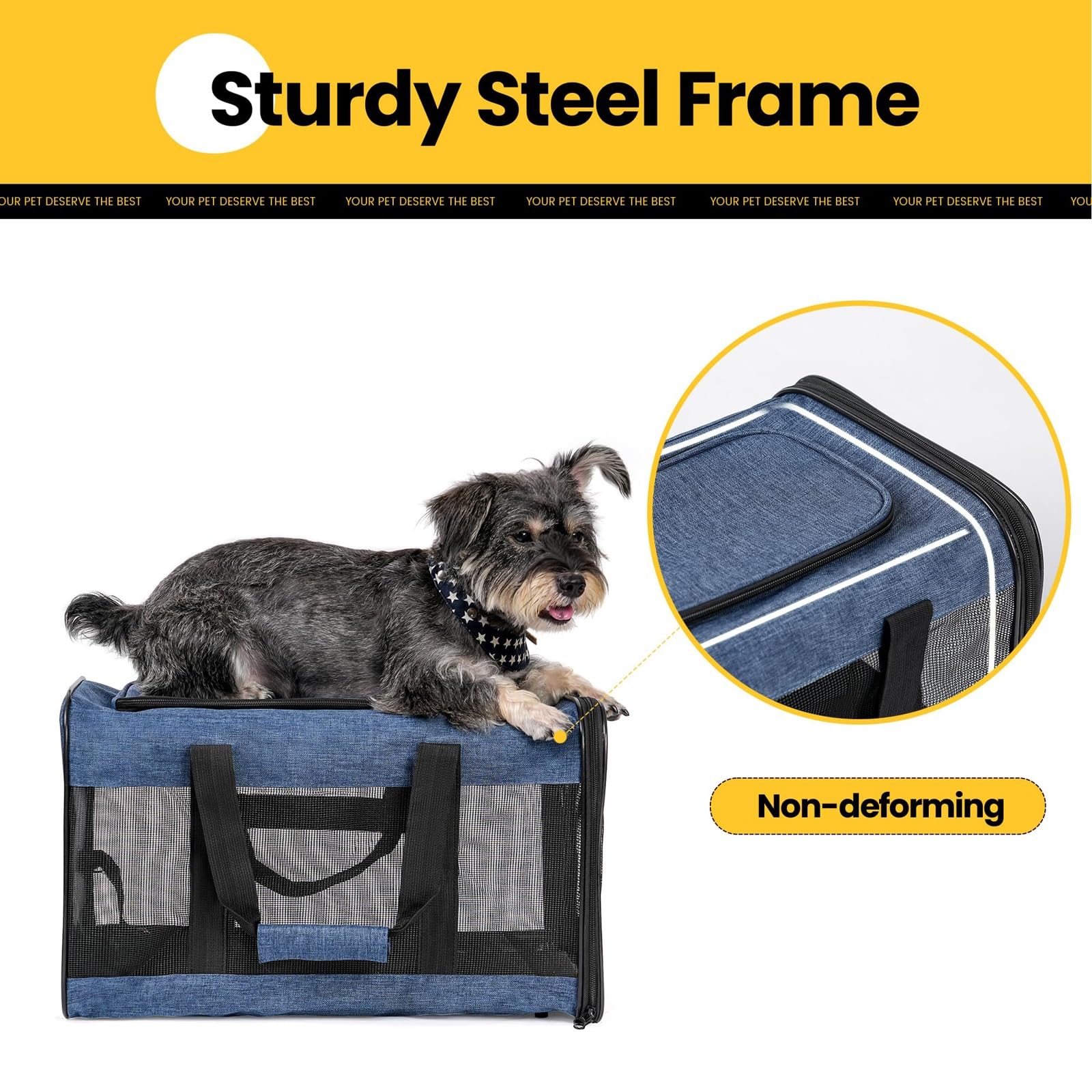 Transportín para Gatos Blando Antifugas Plegable Ligero Ventilado para Coche/Veterinario/Viaje para Gatos/Perros de hasta 22libras(Black)