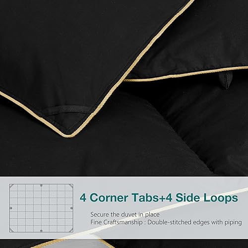 Miniatura 4 de KAKABELL Edredón de plumas de ganso tamaño California King para todas las estaciones, ultra suave y acogedor, relleno de edredón sin ruido con funda
