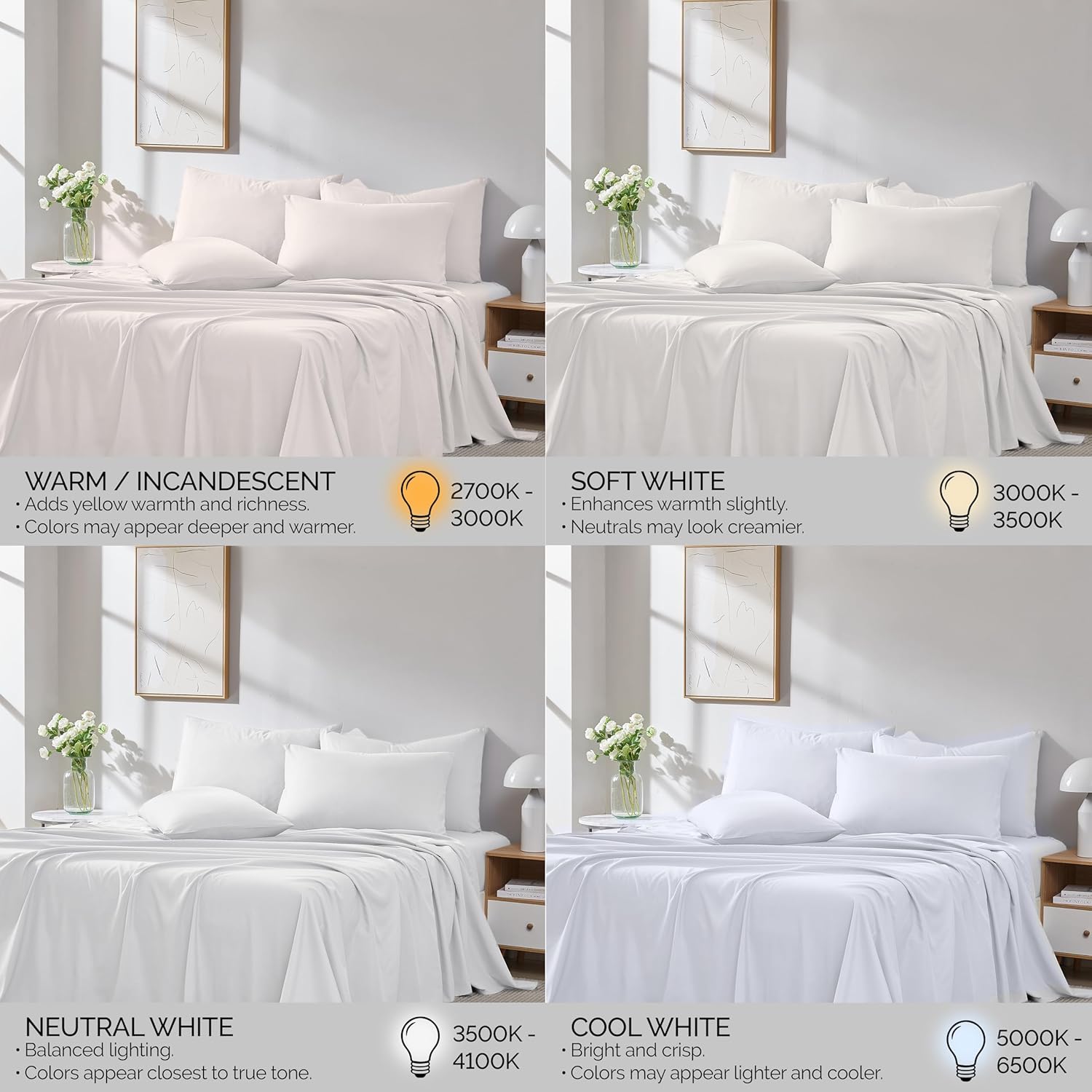 Southshore Fine Living, Inc. 21 Inch Extra Deep Pocket King Sheet Set, 6 Piece King Size Sheets Set, 100% Double Brushed Microfiber Pet Hair Resistant Bedding Wrinkle Resistant Oeko-TEX, White Sheets