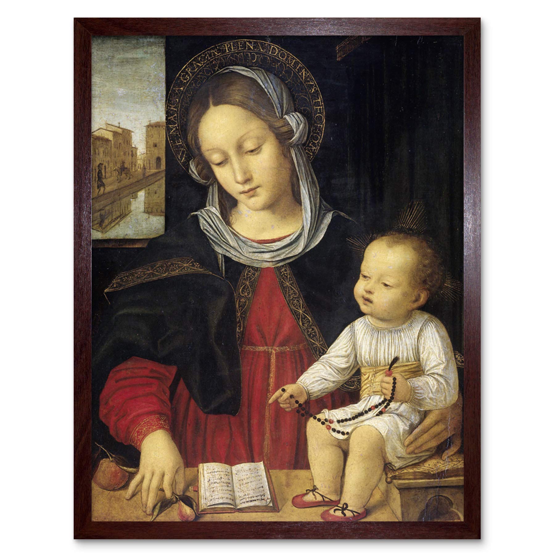 Artery8 Borgognone Madonna And Child Religious Painting Art Print Framed Poster Wall Decor 12x16 inch