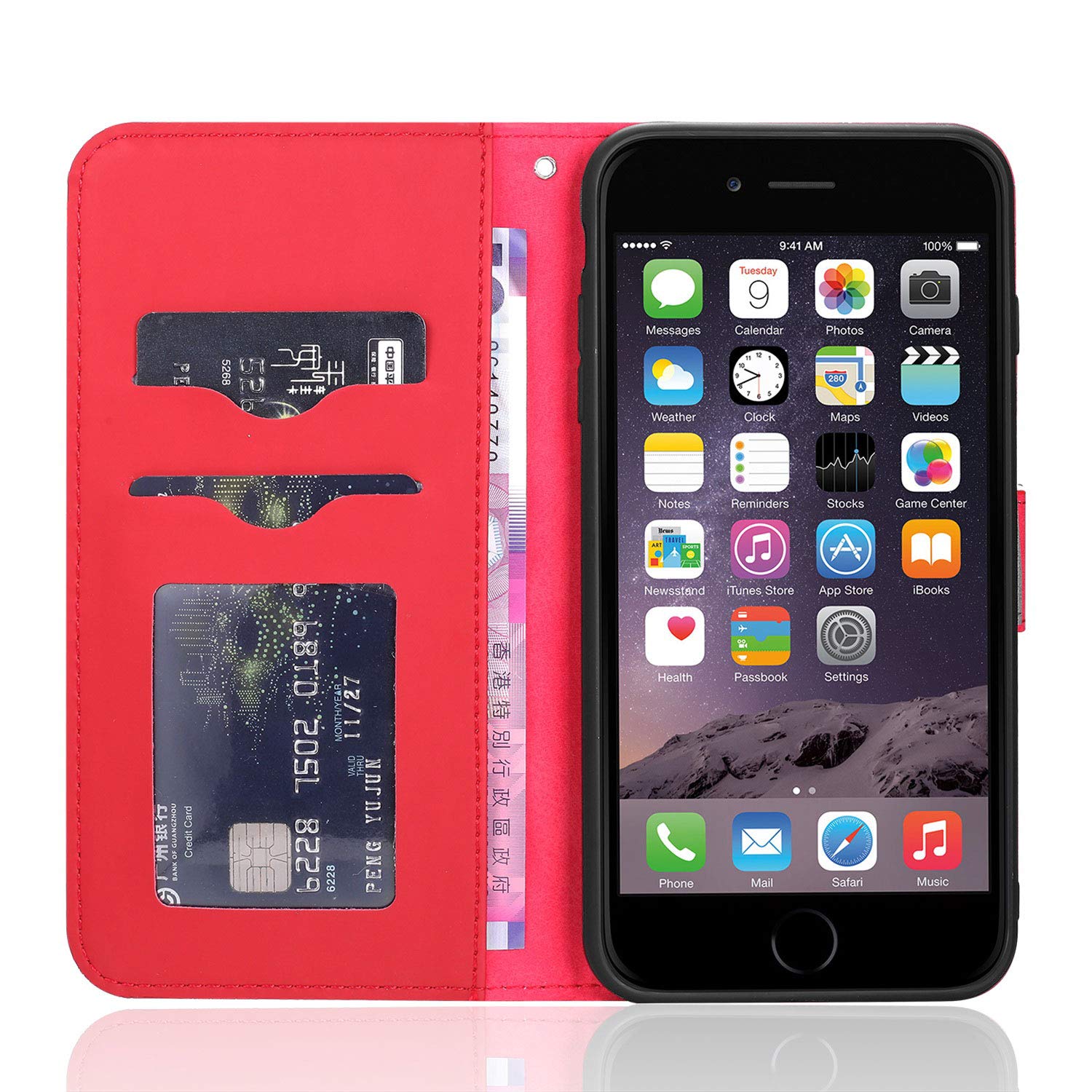 Custodia Portafoglio Con Cover In PU Per IPhone 7 Plus/8 Plus – Design Albero Della Vita Con Farfalla, Funzione Stand E Slot Per Schede - 2