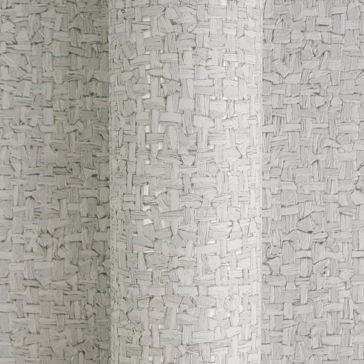 Livingwalls A.S. Création Vibes & Styles Jan Studio Sense & Surface Non-Woven Wallpaper - Textile Fabric Texture, Warm Earth Tones, Textured, Textured Wallpaper, Braid, 10.05 m x 0.53 m, Grey/White