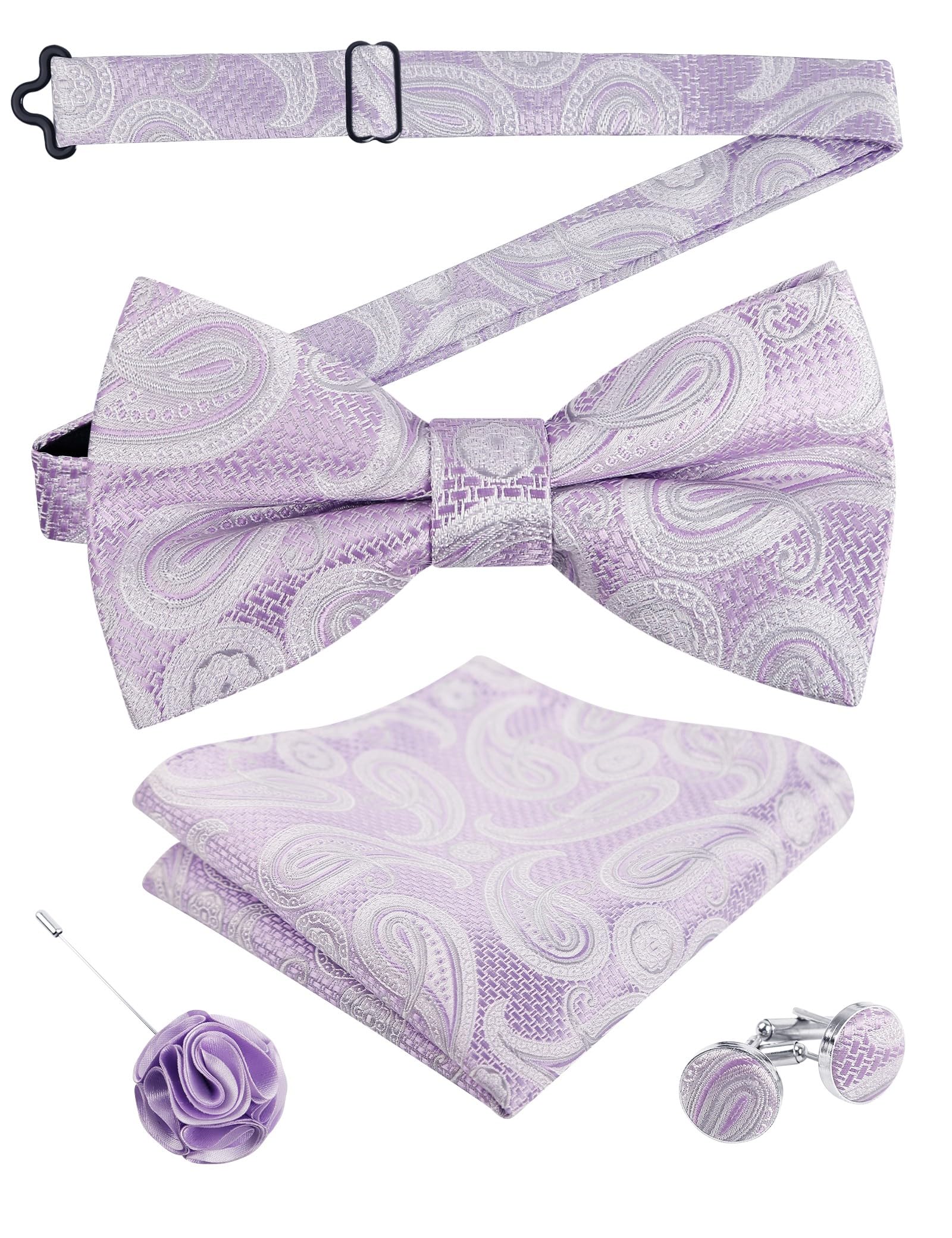 Alizeal Mens 4pcs Vintage Paisley Bow Tie Set