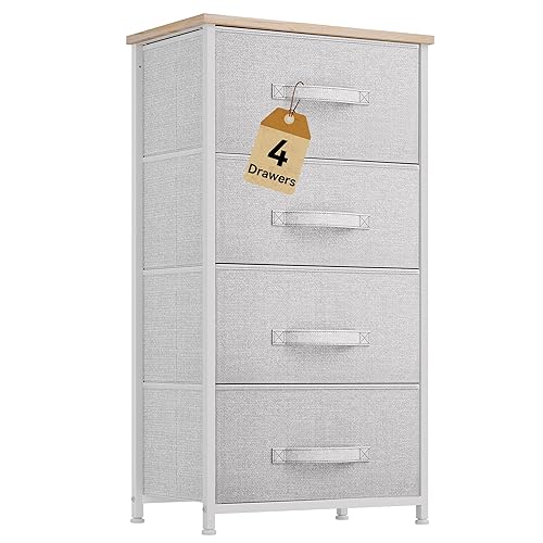 Miniatura 39 de DWVO Cómoda de tela para dormitorio, cómoda alta con 8 cajones, torre de almacenamiento con cubos de tela, cómoda para armario y sala de estar, Gris