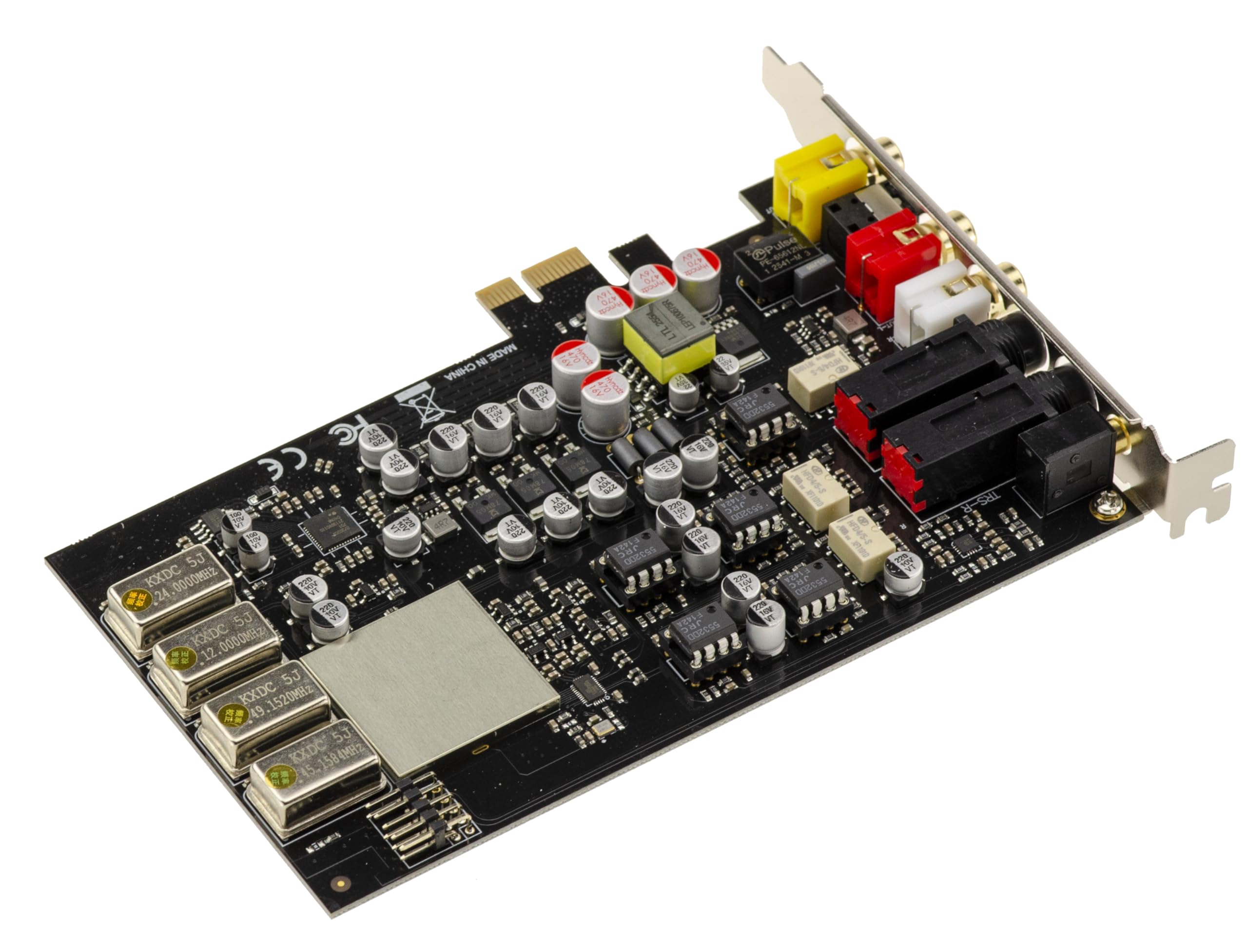 KALEA-INFORMATIQUE HiFi Pro PCI Express-Digital-Soundkarte Cmedia CM6635 mit DAC ESS9038Q2M Kopfhörerausgänge, Balance über 6,5-mm-Klinke, 2 x Cinch, 2 x digital über SPDIF und Cinch