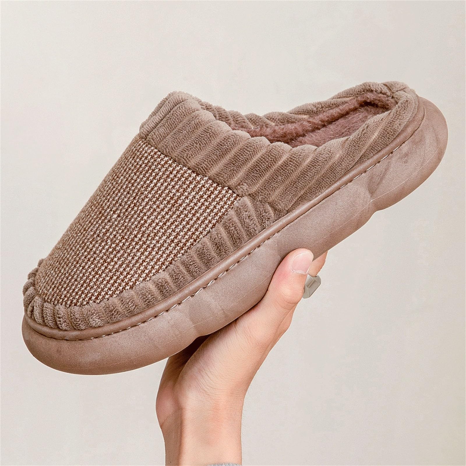 Zapatillas de estar por casa para mujer, suaves, cómodas, antideslizantes, ligeras, pantuflas de fieltro, zapatillas de piel de invierno, espuma viscoelástica de peluche, mullidas para el hogar