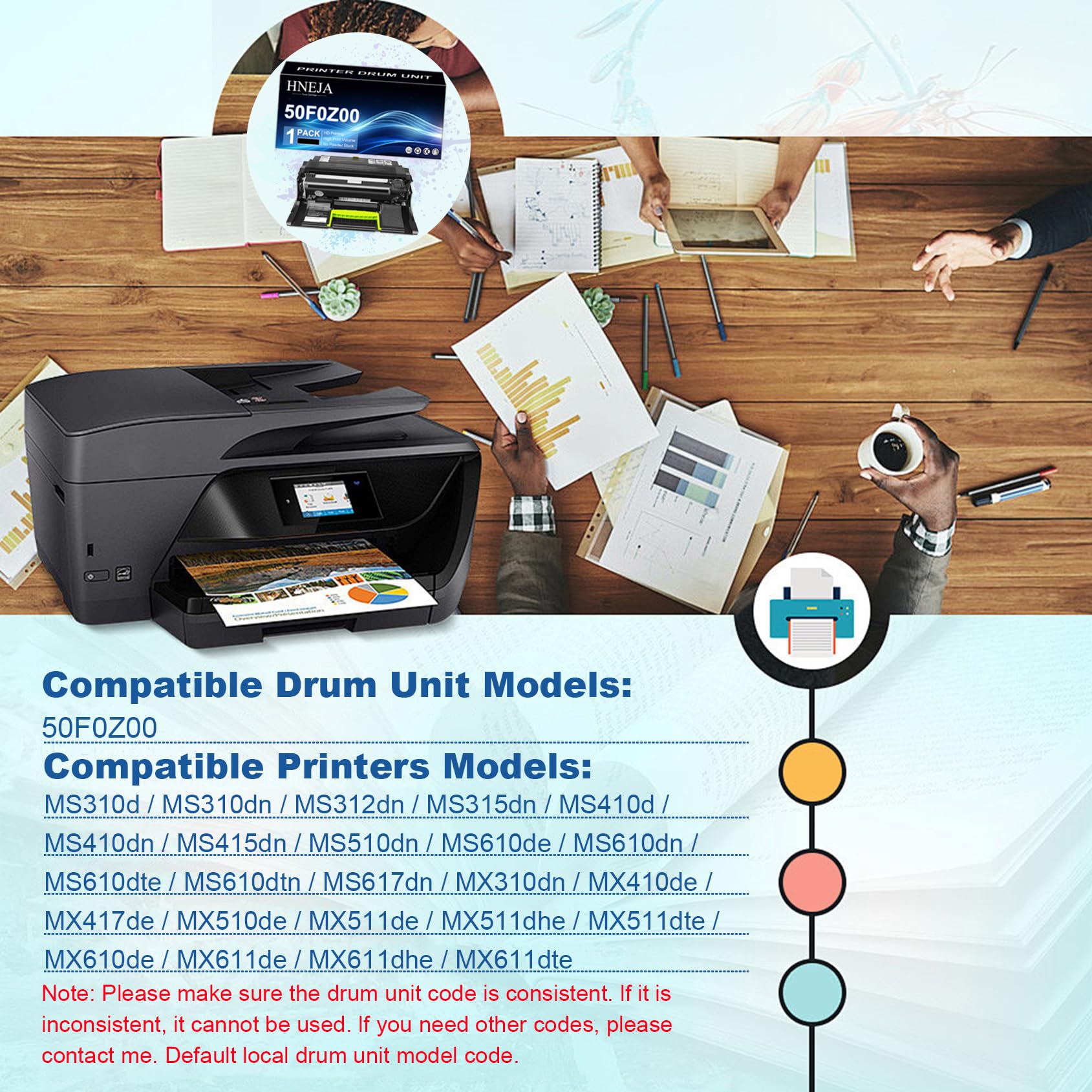 Unità Tamburo 50F0Z00 per Lexmark MS410dn MS510dn MS610de MX310dn MX410de MX611dte MS310d MS310dn MS312dn MX510de MX511de MX610de Stampante | Alta Capacità | 60000 Pagine,Black-1 Pack
