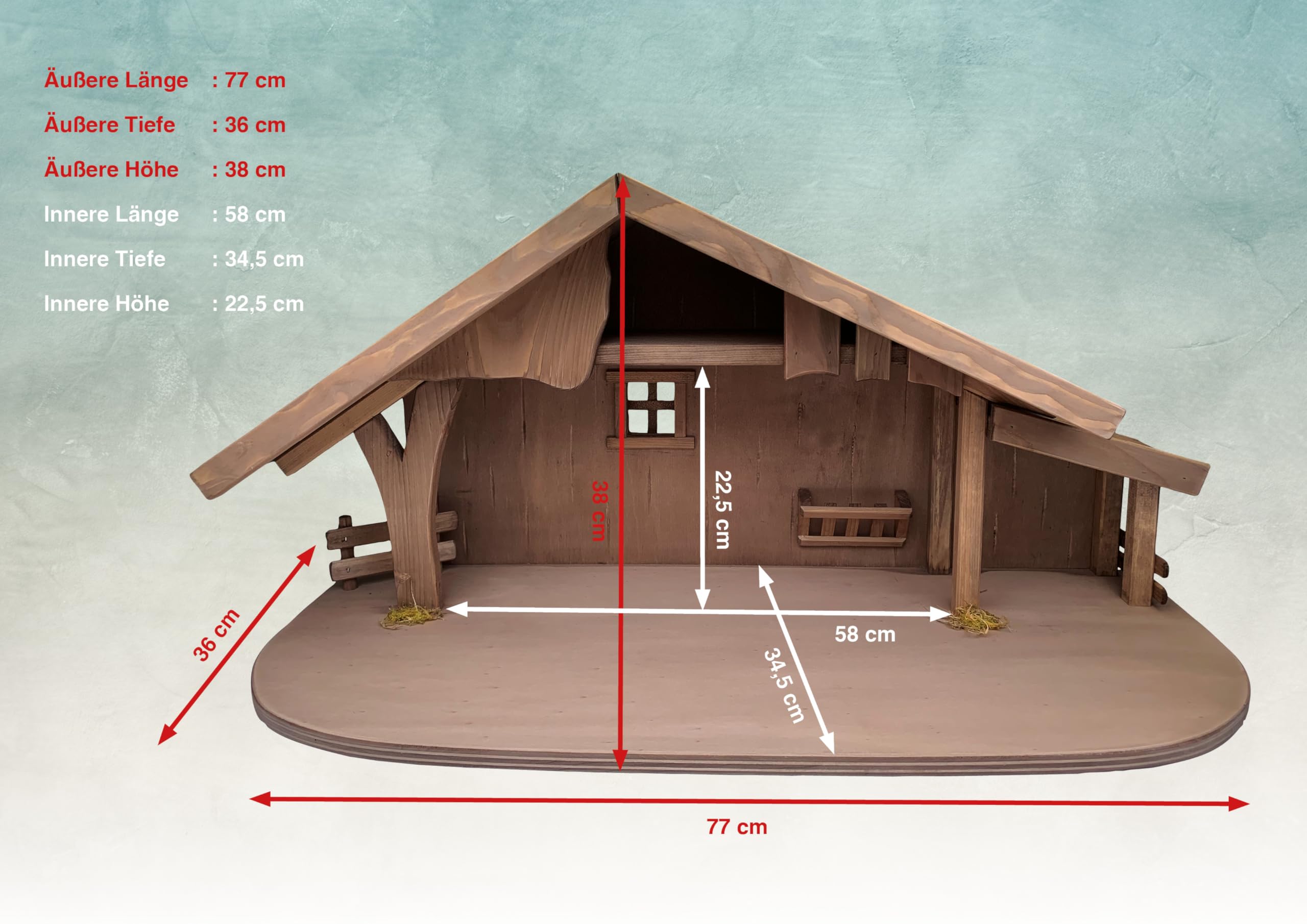 Fritz Cox Eifel-Krippenstall in Deutschland gefertigt aus Massivholz | hochwertige Verarbeitung für EIN schönes Weihnachtsfest