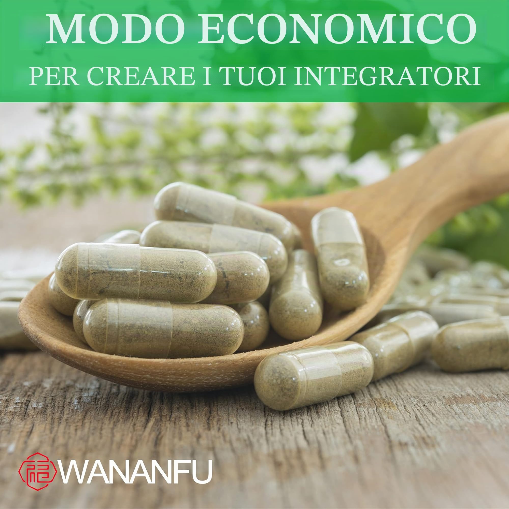 WANANFU Capsule Vuote Vegetali Taglia 3 (100 unità), Compatibile con macchina riempimento capsule taglia 3 (opercolatrice 3)