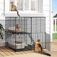 DWVO 2 Tier Cat Cage Indoor Playpen: DIY Metal Kennel for Cats, Kittens, Ferrets, Rabbits & Small Pets - Safe, Stable Enclosure