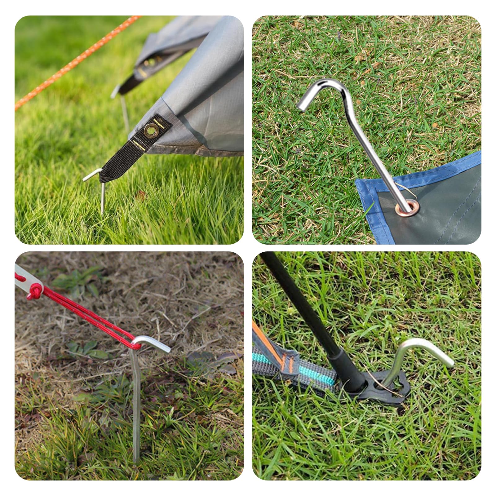 Picchetti Per Tenda In Alluminio - 10 Pezzi Da 18 Cm, Con Cordini Riflettenti, Per Campeggio - Foto 9