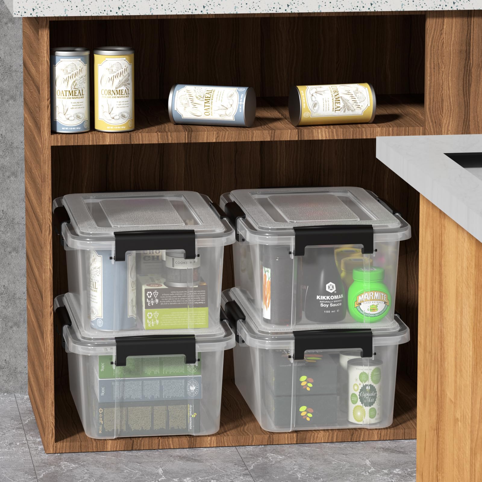 Amazon.com - Nihenok Set of 6 12 Quart Plastic Stackable Storage