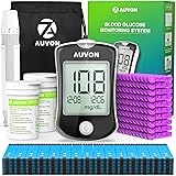 AUVON Blood Glucose Monitor Kit, High Accuracy Blood Sugar Test Kit with 150 Glucometer Strips, 100 30G Lancets, 1 Lancing Devices,DS-W Diabetes Testing Kit, No Coding Required, Travel Size