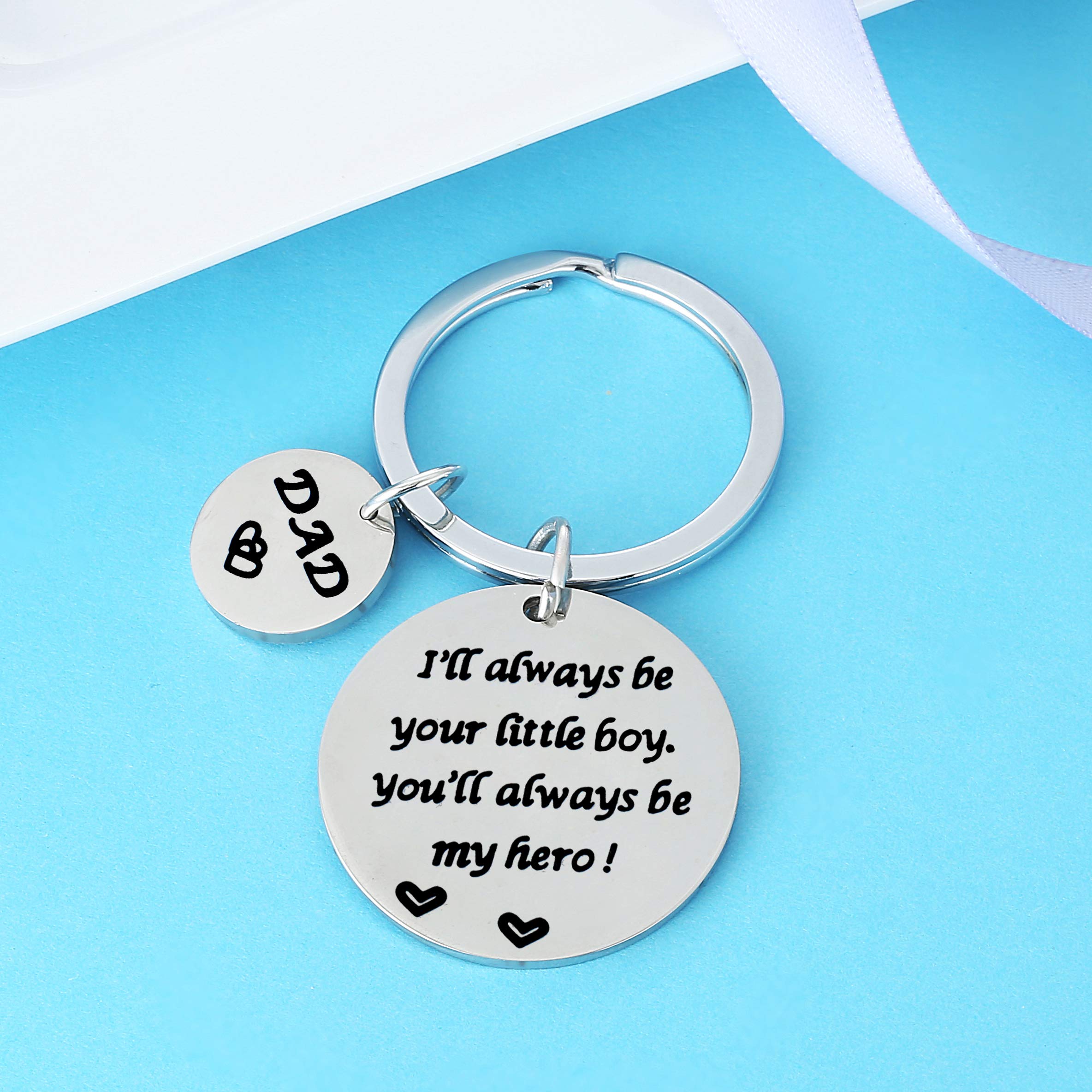 Best Dad Ever Keychain Gift From Son Or Daughter – Stainless Steel Military Dog Tag Keyring For Father's Day, Birthday - View #4