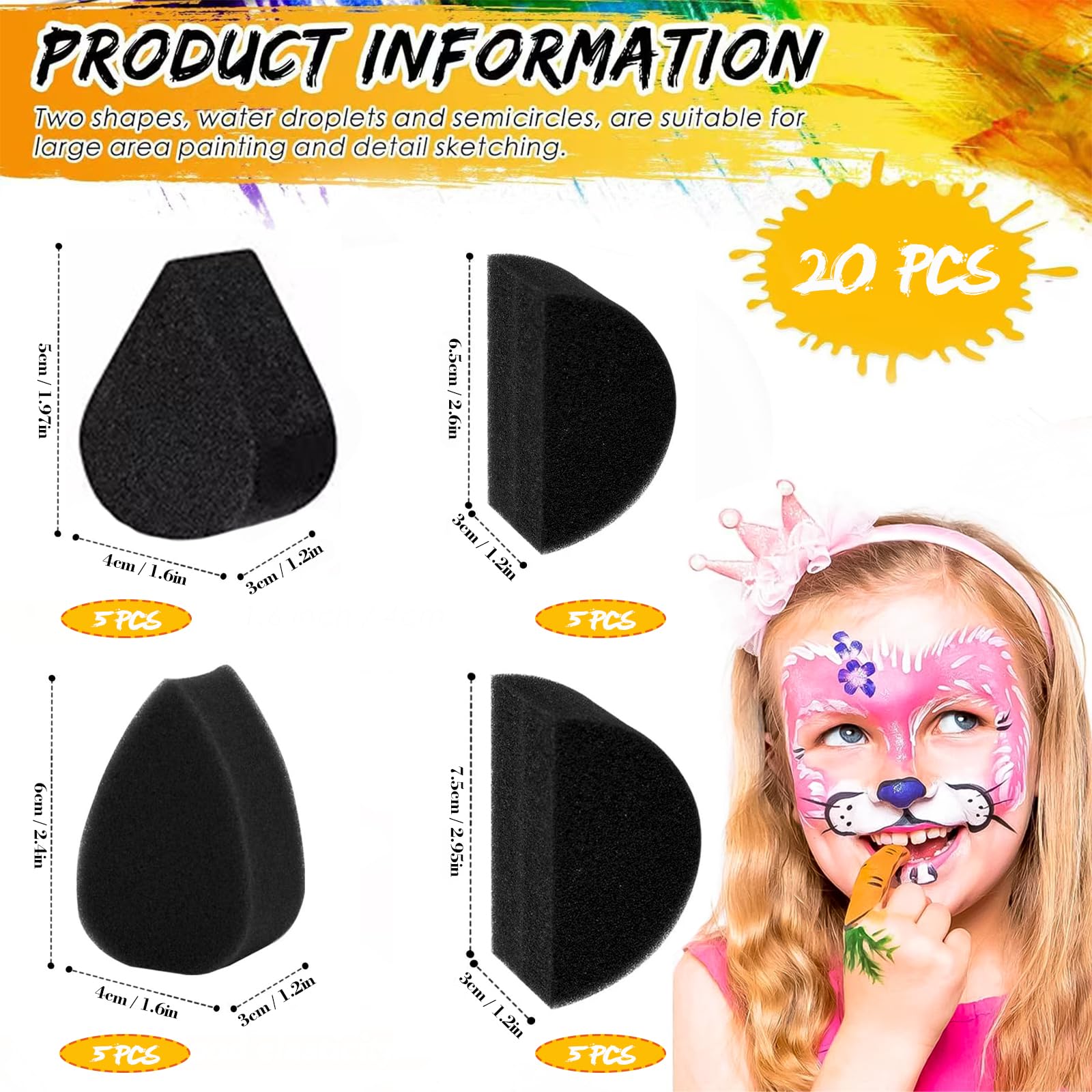 Set 20 Spugne Per Pittura DUGEGAYL - Forme Diverse Per Trucco, Artigianato E Decorazioni - Foto 9