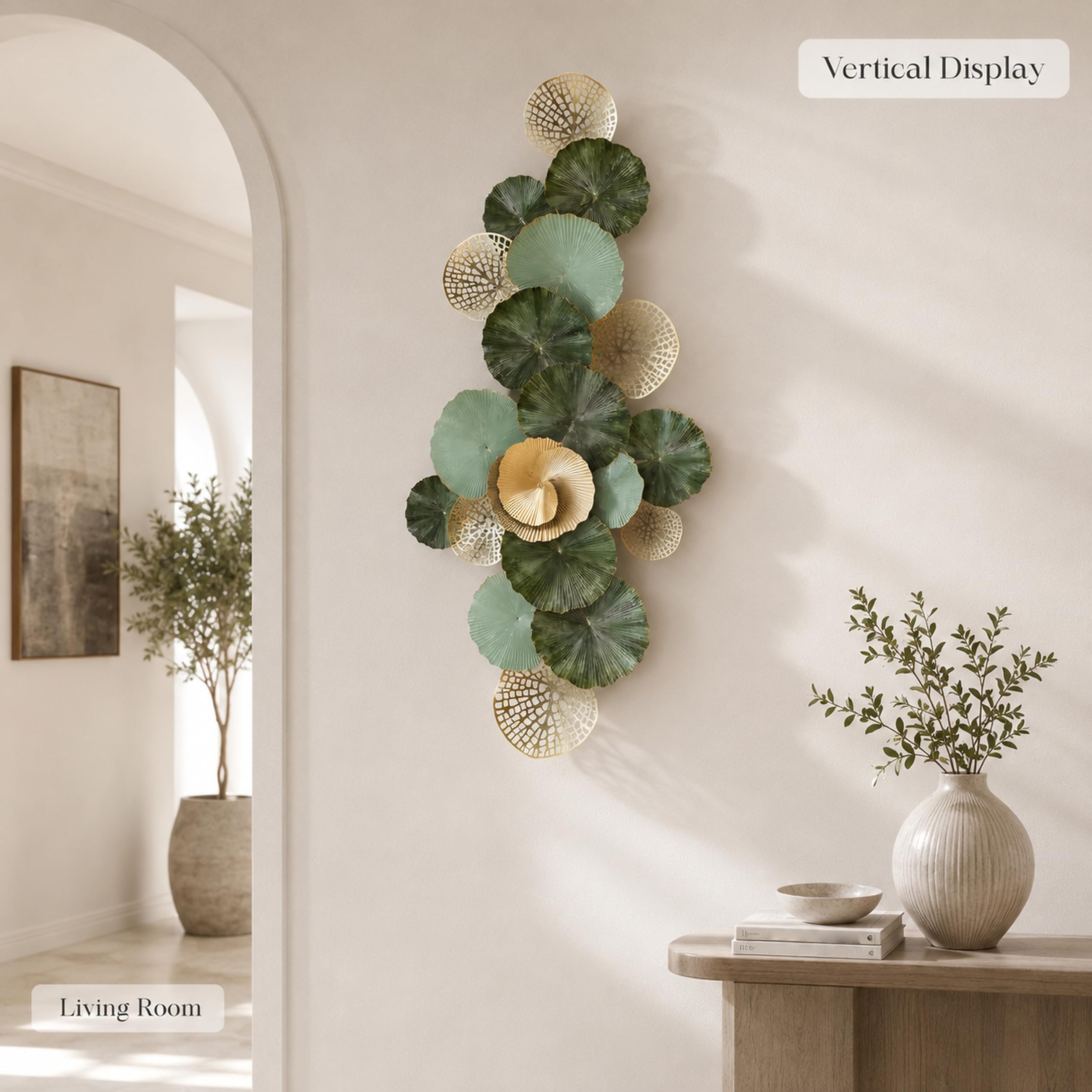 Decoración de Pared,Diseño Botánico Metálica Hecha a Mano | Limpieza Sencilla,Montaje Vertical y Horizontal,Adornos Pared para Salón Dormitorio Oficina - 150CM