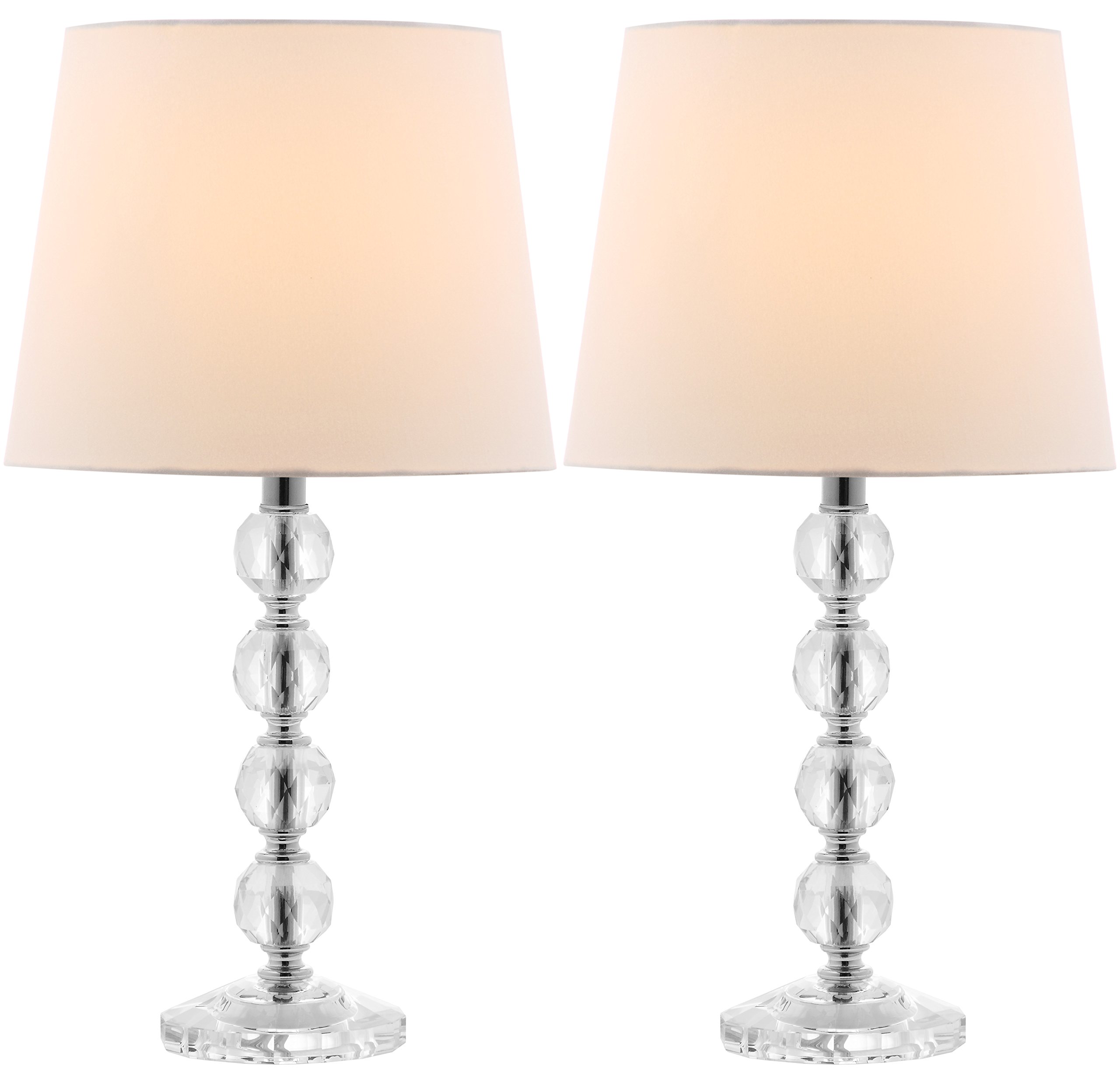 SAFAVIEH Lighting Collection – Nola Set of 2 Modern Glam Stacked Crystal Ball 16-Inch Table Lamps, LED Bulbs Included, Bedroom Living Room Home Office