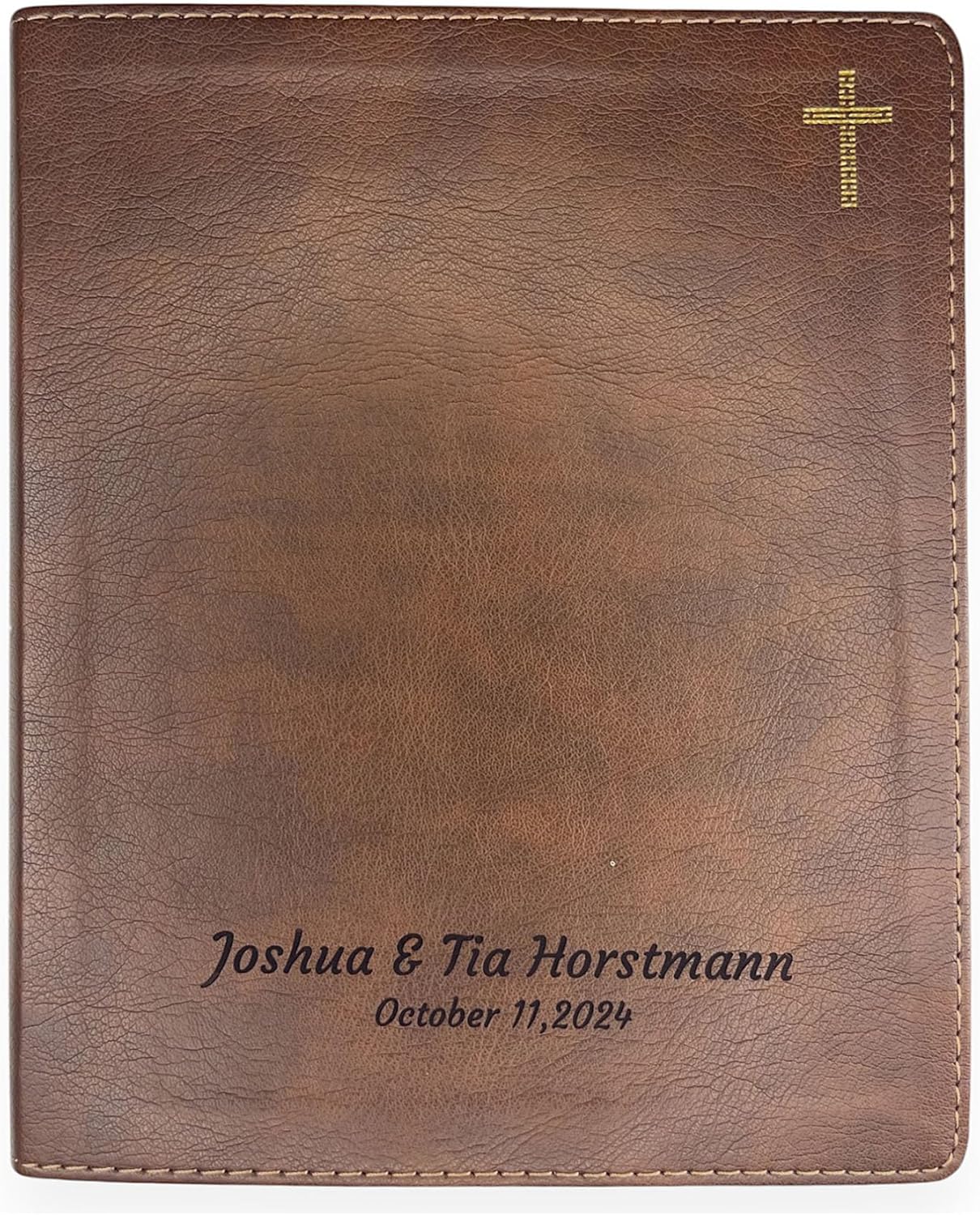 Personalized NIV Notetaking Bible Faux Leather Lay Flat Cover Lined Margins for Notes & Personal Prayer | Medium Print | Custom Engraved | Gift for Christian & Religious Celebrations | Brown