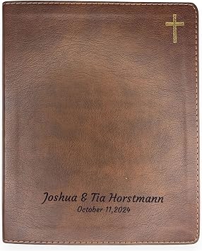 Personalized NIV Notetaking Bible Faux Leather Lay Flat Cover Lined Margins for Notes & Personal Prayer | Medium Print | Custom Engraved | Gift for Christian & Religious Celebrations | Brown