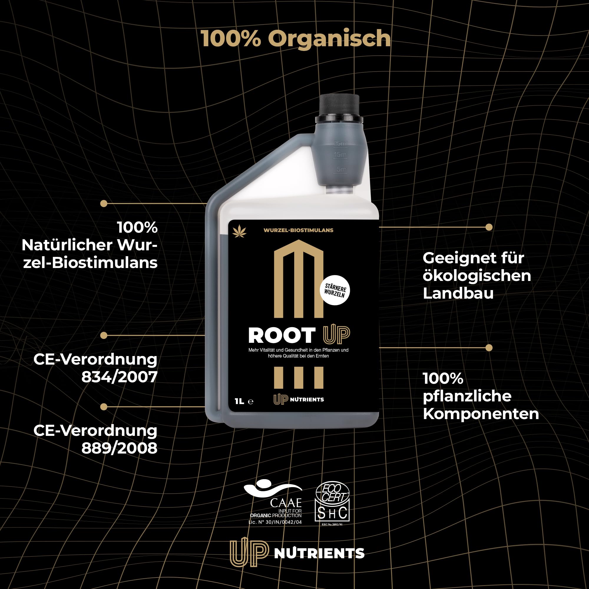 UP NUTRIENTS Bio Wurzelstimulator Root Up 1 L | Wurzeldünger | Grow Dünger | Organischer Flüssig | Wurzelwachstum Wurzelaktivator Wurzelhormon | Aktivator-Dünger, robust, groß und fest