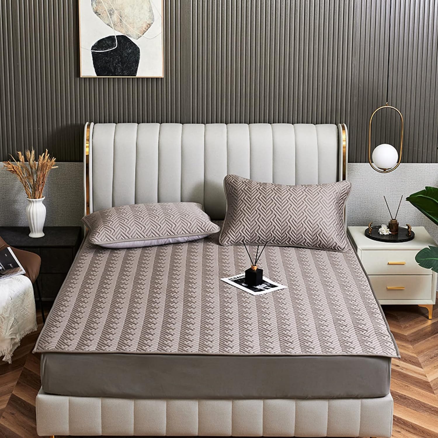 Bed Pad Semi-Double 150 x 200 cm Green Mattress Pad Bed Pad Blanket Bed Pad Organic with Anti-Slip Microfiber (Green 200 x 220)
