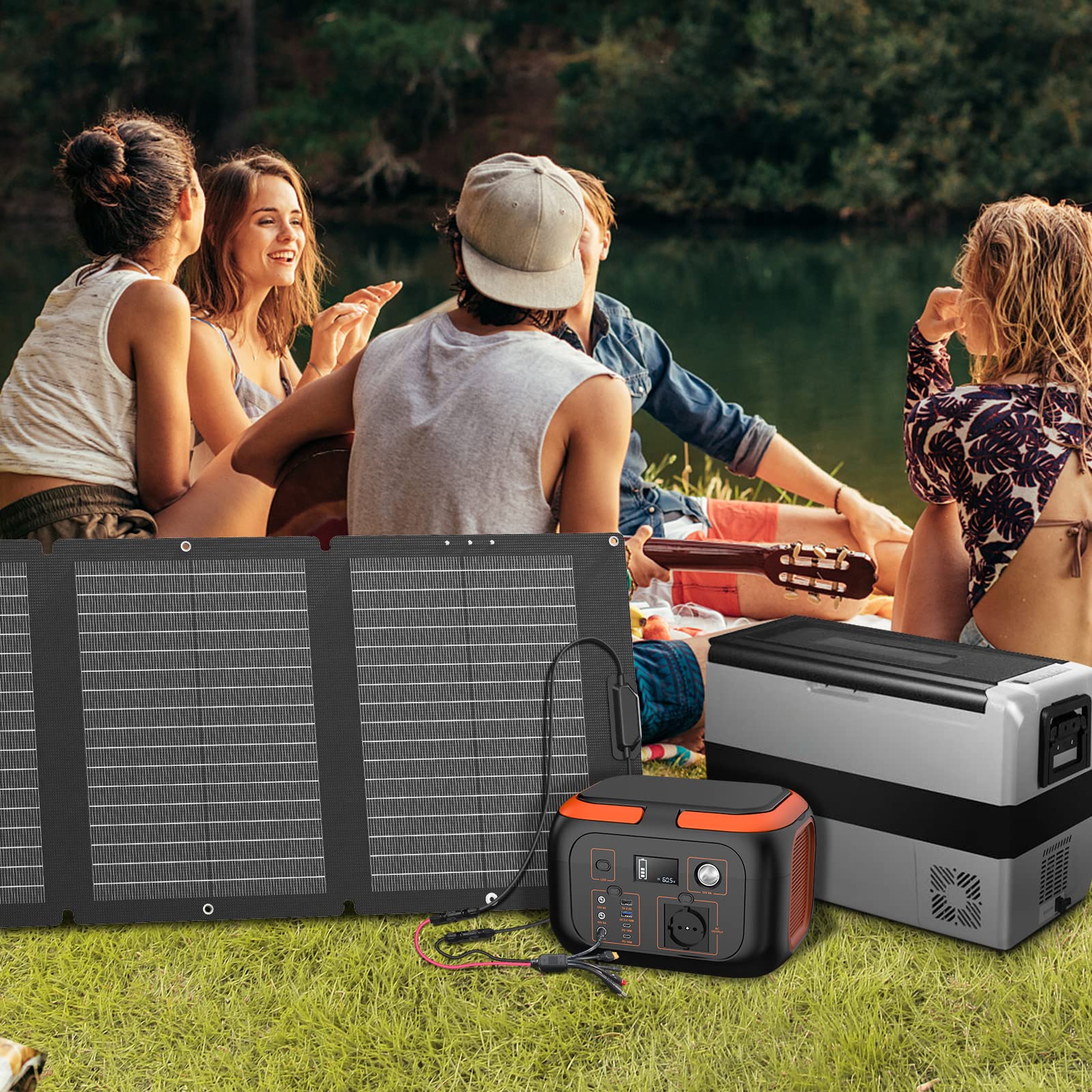 SinKeu 120W faltbares Solarpanel, Tragbare Solarladegerät mit Tragetasche, Wasserdicht mit 19,8V 6A MC4/Anderson/XT60/DC-Ausgängen, Ideal für Powerstations, Generatoren, Camping, Wohnmobile