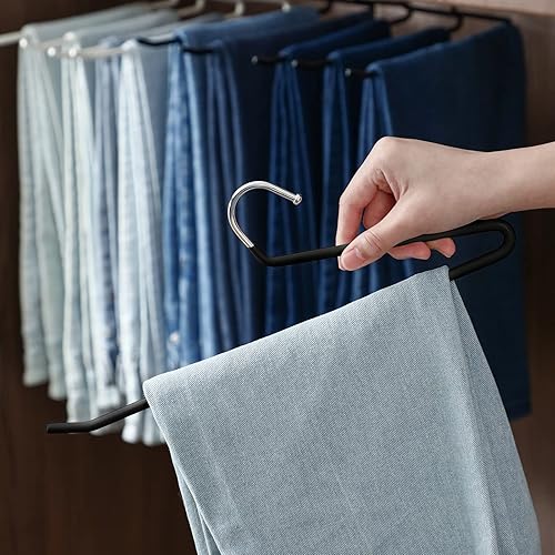 SHIMOYAMA Perchas de pantalones de extremo abierto, colgador de pantalones de una sola barra, perchas semiabiertas para pantalones de mezclilla,