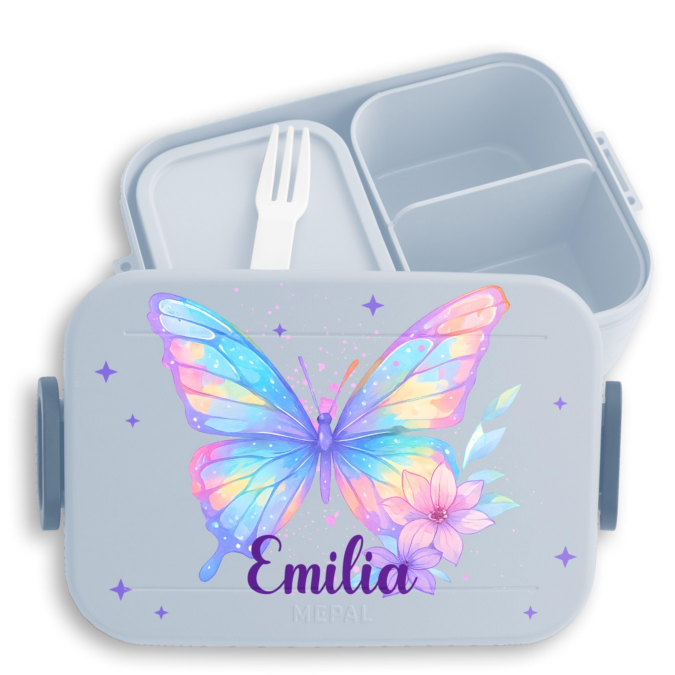 Kinder Bento Box Midi Lunchbox für Mepal Bentobox - Brotbox Schmetterling Schulkind Geschenk mit Name und Jahreszahl personalisiert I Einschulung Geschenk Schuleinführung I Schulanfänger - 900 ml