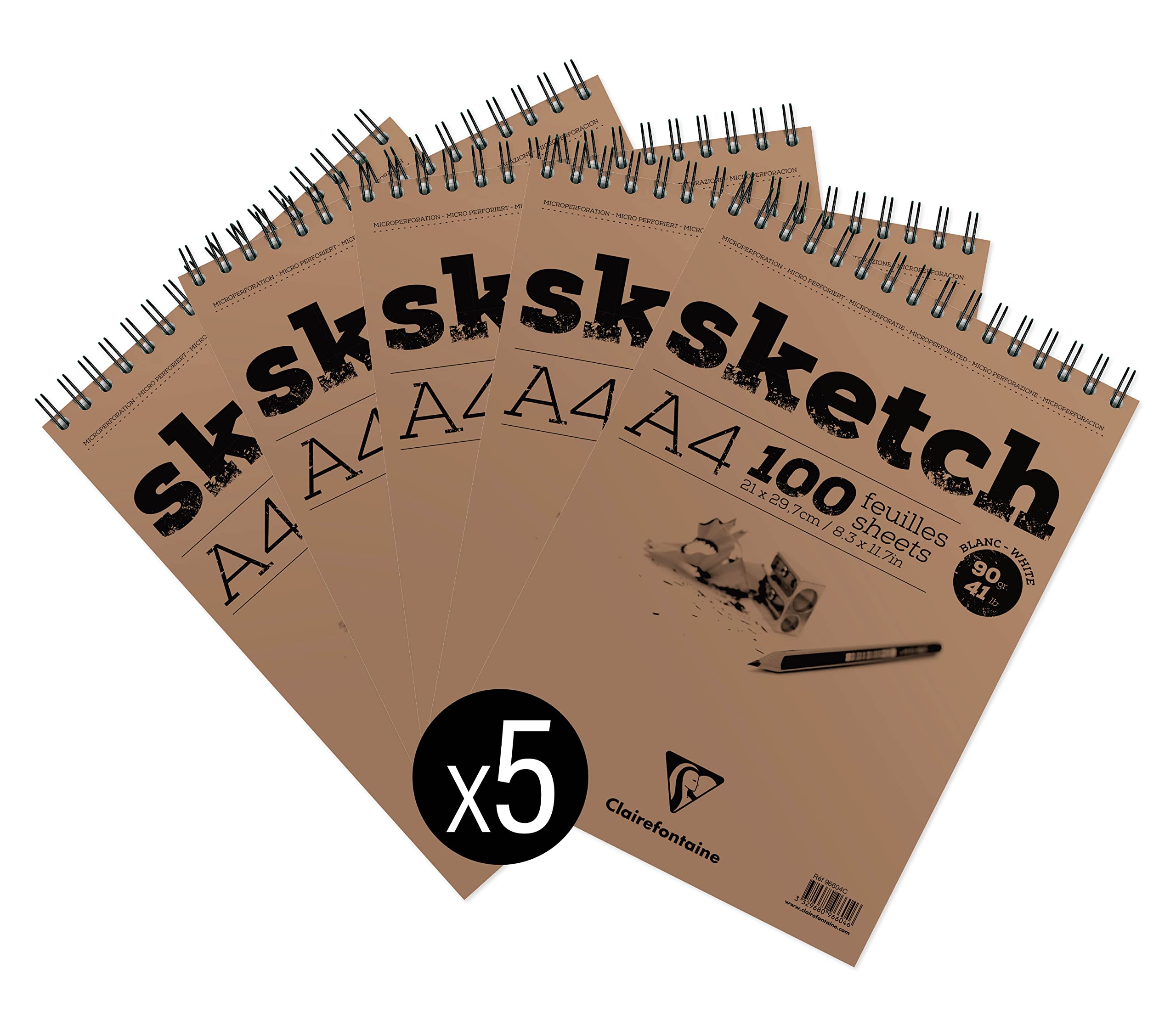 Clairefontaine 96604C szkicowniki x5 spiralnych A4 21x29,7 cm