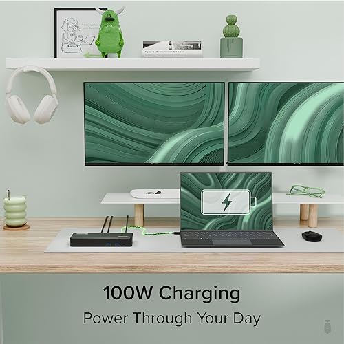 Miniatura 4 de Plugable Estación de acoplamiento de triple monitor USB C 12 en 1, pantallas 4K triples con 3 puertos HDMI o 3X DisplayPort, compatible con Mac,