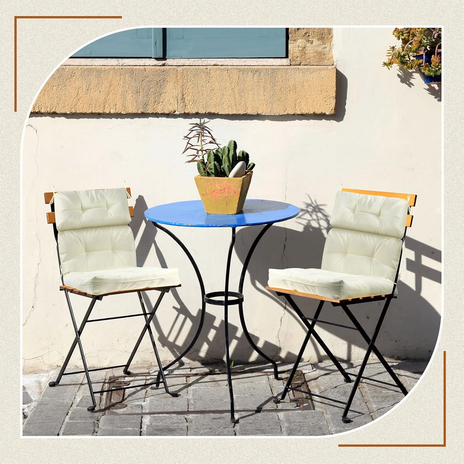 Mixweer 6 Pack Outdoor/Indoor High Back Chair Cushion Rocking Chair Pads Tufted Seat/Back Cushion Weather Resistant Adirondack Seat Pads for Outdoor Patio Furniture(Beige)