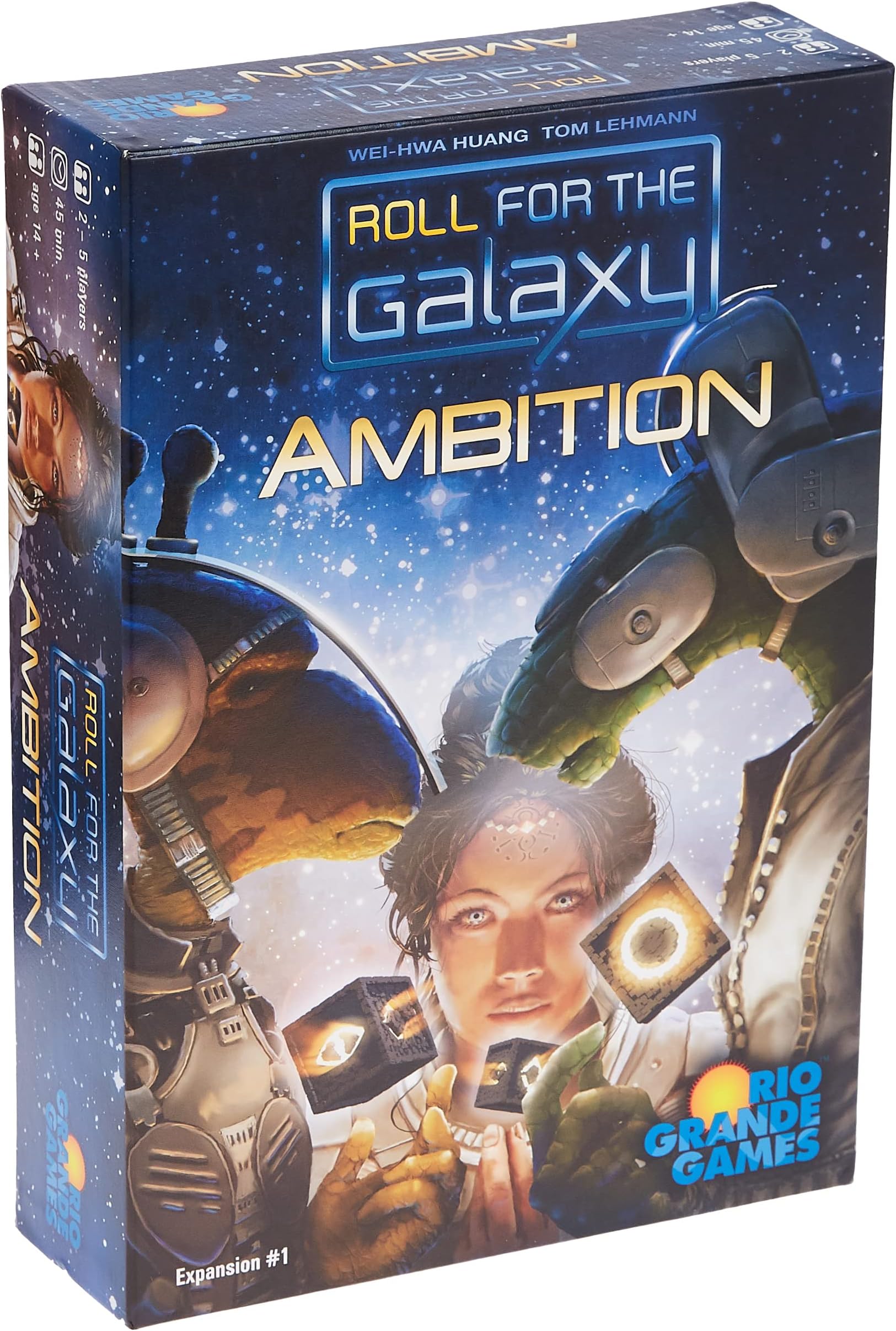 Rio Grande Games Roll for The Galaxy: Ambition Expansion - Strategy Board Game with Customizable Tank