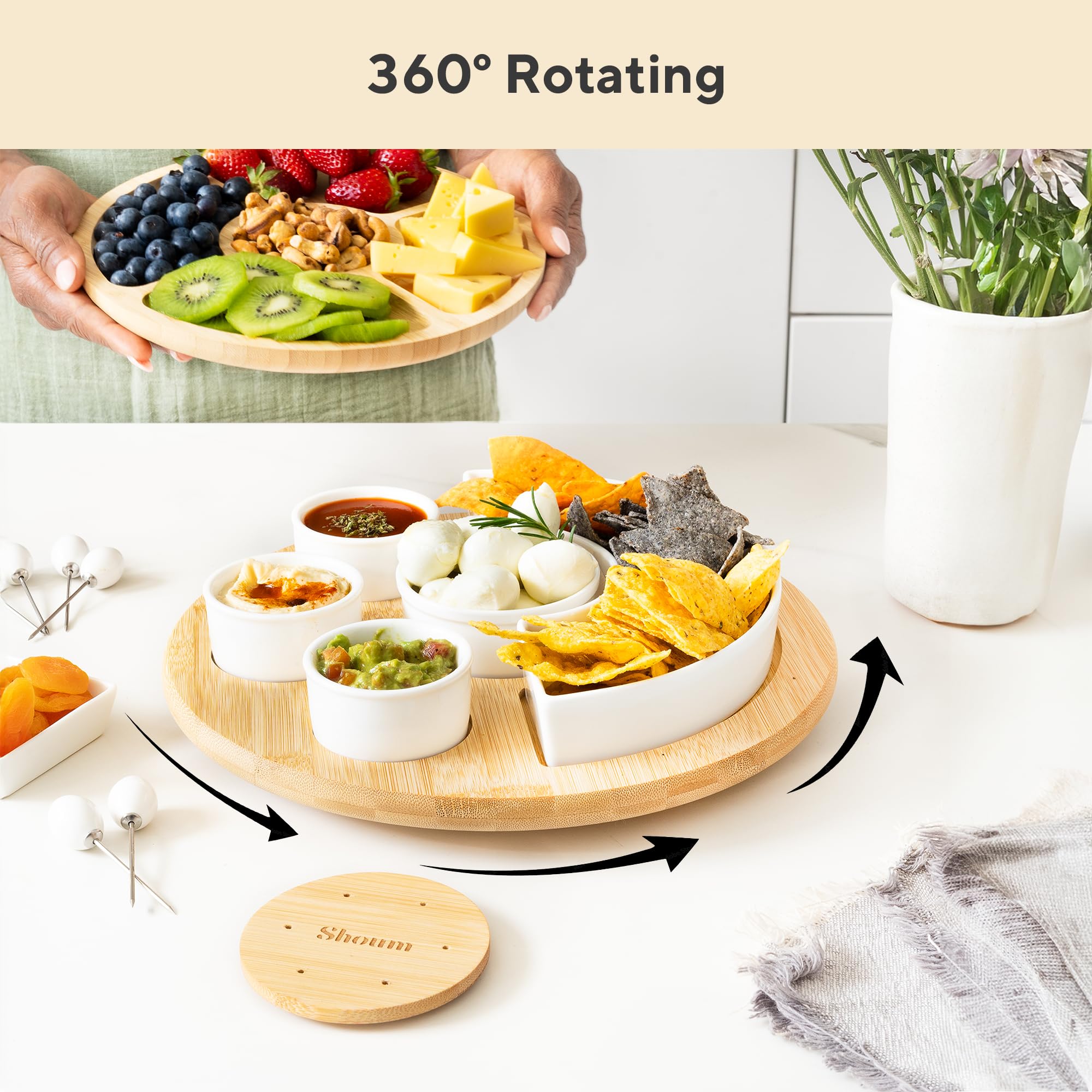 Amazon.com: Shoum Chip and Dip Serving Set - Divided Appetizer