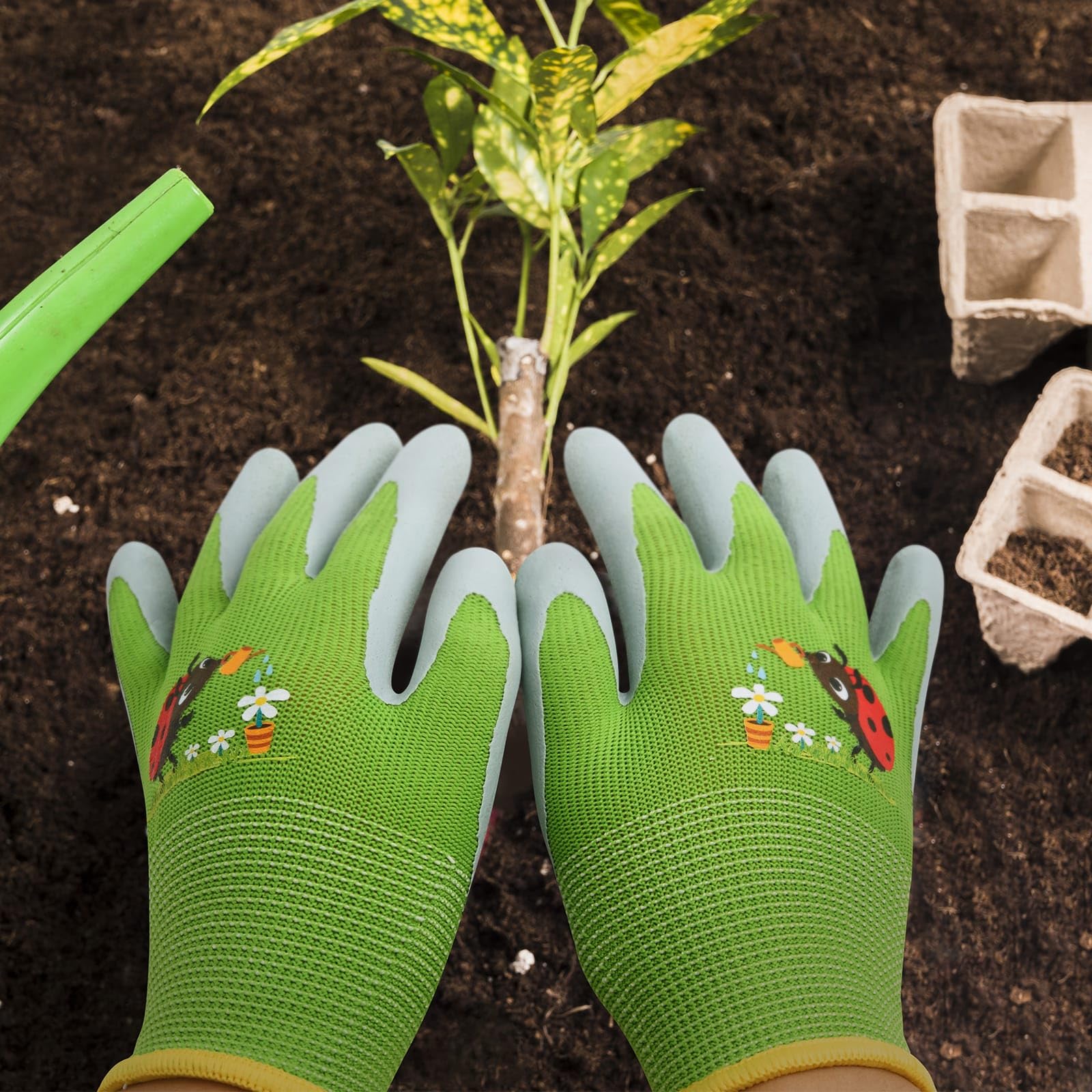 WAWSAM Kids Gardening Gloves 3 works Toddlers Rubber Coated Work Gloves Children Garden Gloves Thorn Proof Heavy Duty Gloves Garden Working Gloves for Boys Girls Children Housework Duty Work - Image 3