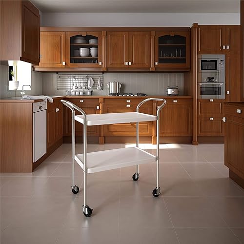 Miniatura 7 de COSCO Stylaire - Carrito para servir, 2 niveles, negro y cromado