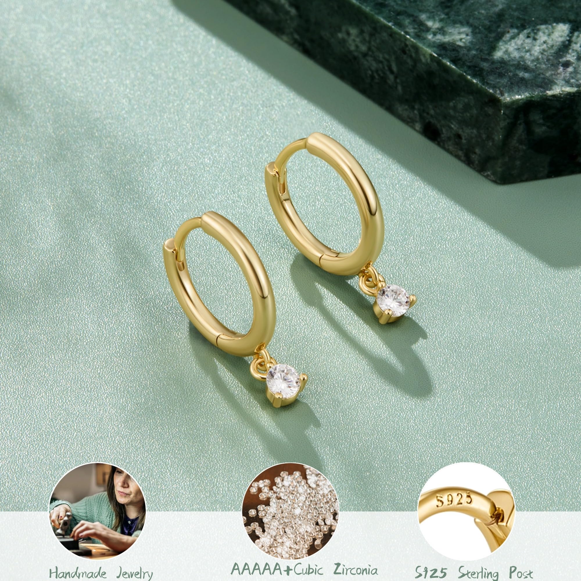 MACACHII Orecchini Donna Argento 925 Placcati Oro 14K - Orecchini a Lobo, Cerchio, Helix - Anallergici, Idee Regalo Gioielli per Piercing Multipli（Set 3 Paia）
