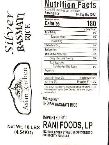 Miniatura 6 de Asian Kitchen Arroz basmati blanco plateado envejecido, 10 libras (10 libras, 10.0lbs)  Todo natural, apto para gluten, vegano  Origen indio