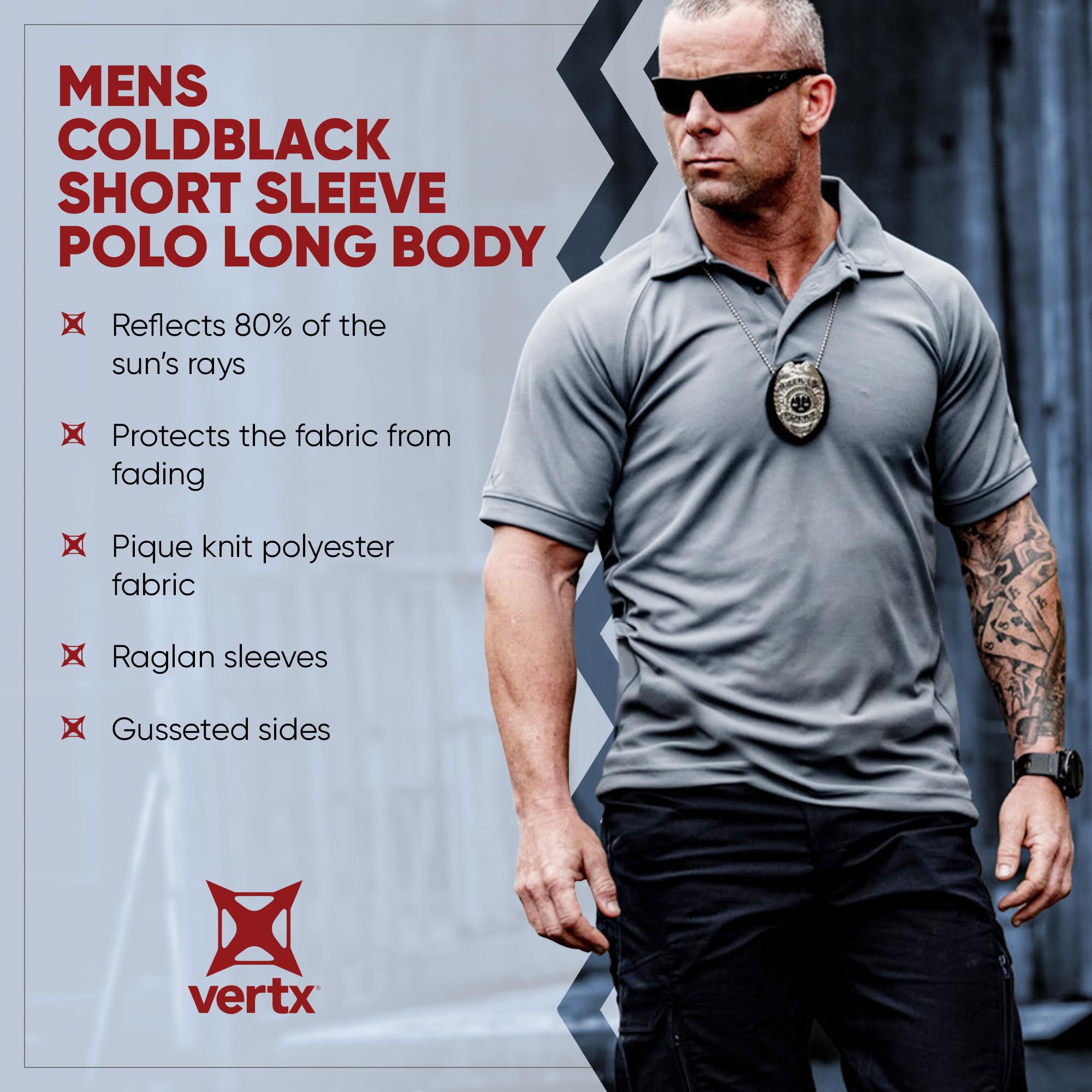 Vertx Herren Taktisches Poloshirt Kurzarm Feuchtigkeitstransport Temperaturregulierend Outdoor Performance für Polizei Sicherheit Polo (1er Pack)