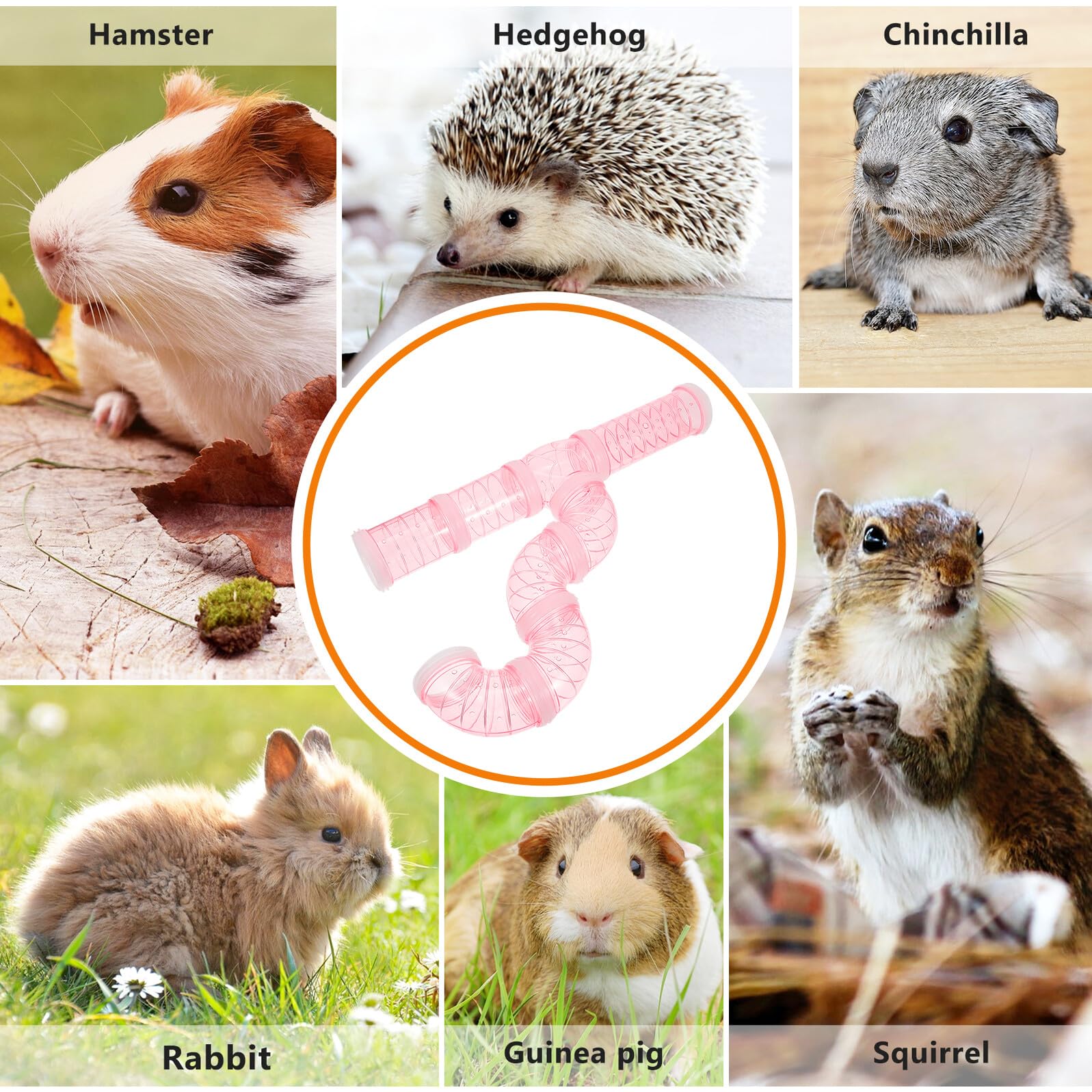 Selbstgemacht Hamsterkäfigtunnel aus Kunststoff, 12 Stück, Rosa | Verbindungsrohr Modul Maze für Hamster, Expandierbares Habitat, Robustes Zubehör, für Selbstgemacht Anordnung und Bewegung