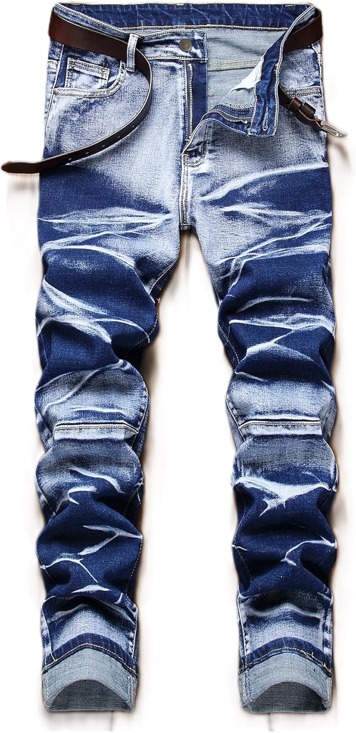 NOVOCCT Men’s Skinny Stretch Jeans, Slim Fit Stacked Jeans Men, Distressed Ripped Jeans Pants Fashion Skinny Jeans for Men