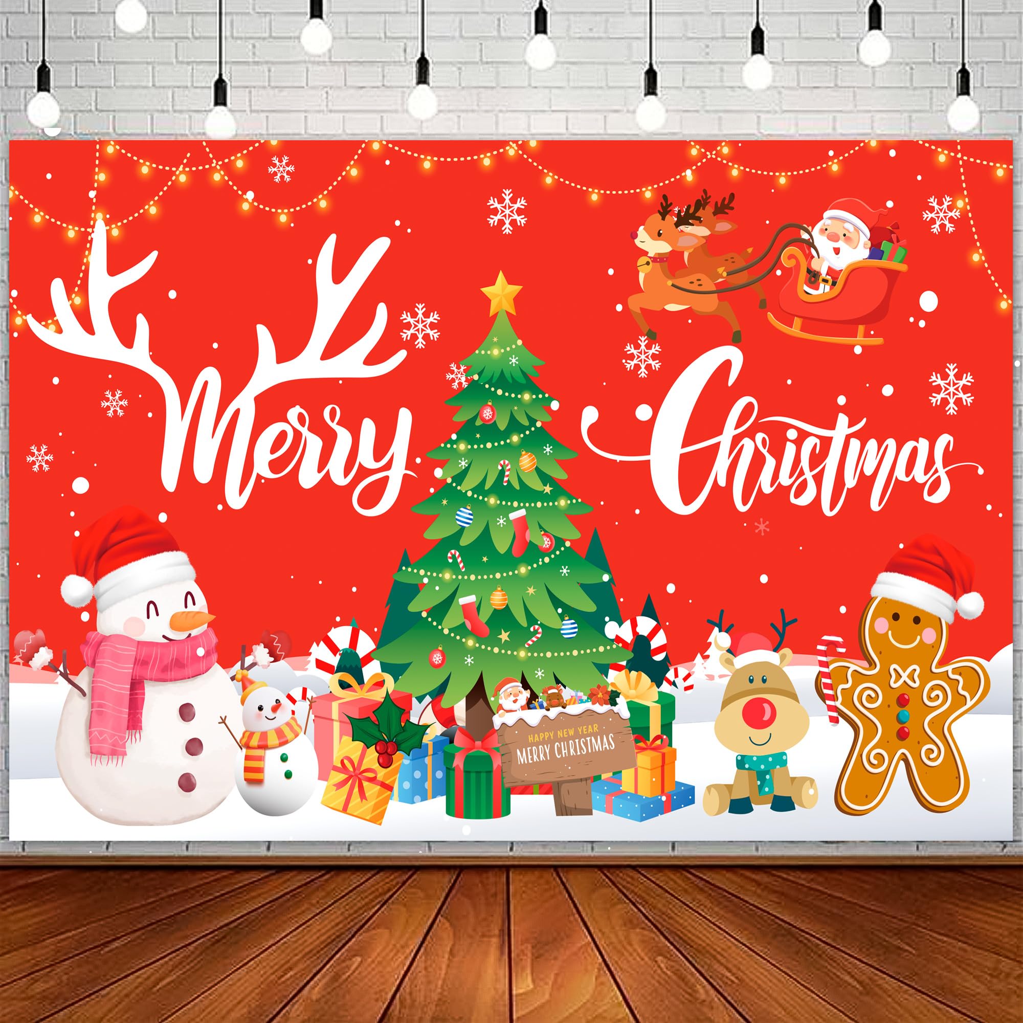 Weihnachtsdeko Banner – Hintergrund Für Fotografie, Partydekoration Mit Schneemann, Rentieren & Weihnachtsbaum