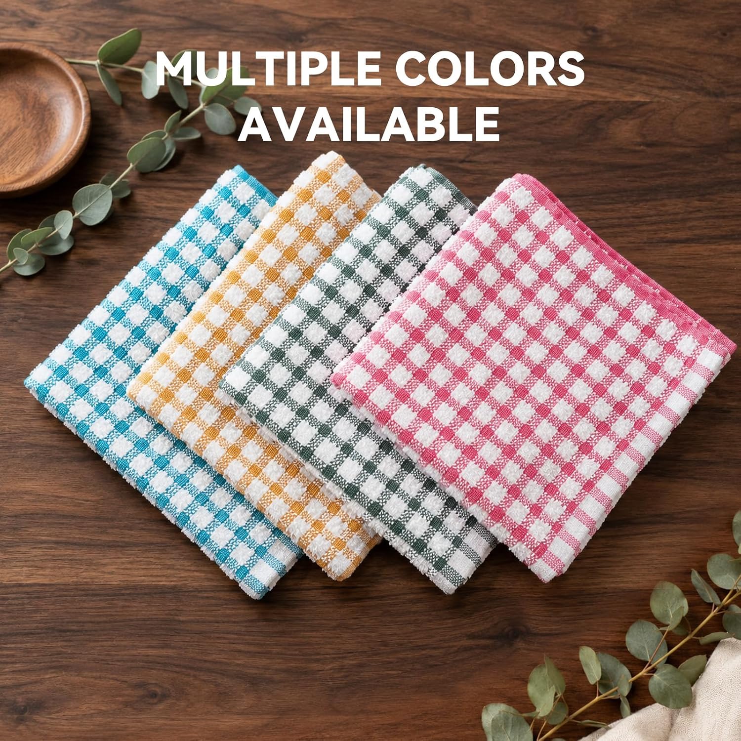 Egles 8 Pack Kitchen Dish Cloths, 100% Cotton, 12 x 12 Inch, 4 Colors
