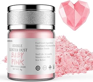 Nomeca Edible Luster Dust, 8 Grams Food Grade Shimmer Gold Cake Dust Metallic Food Coloring Powder for Cake Decorating, Baking, Fondant, Gumpaste, Chocolate, Candy, Drinks, Cookies - Pink