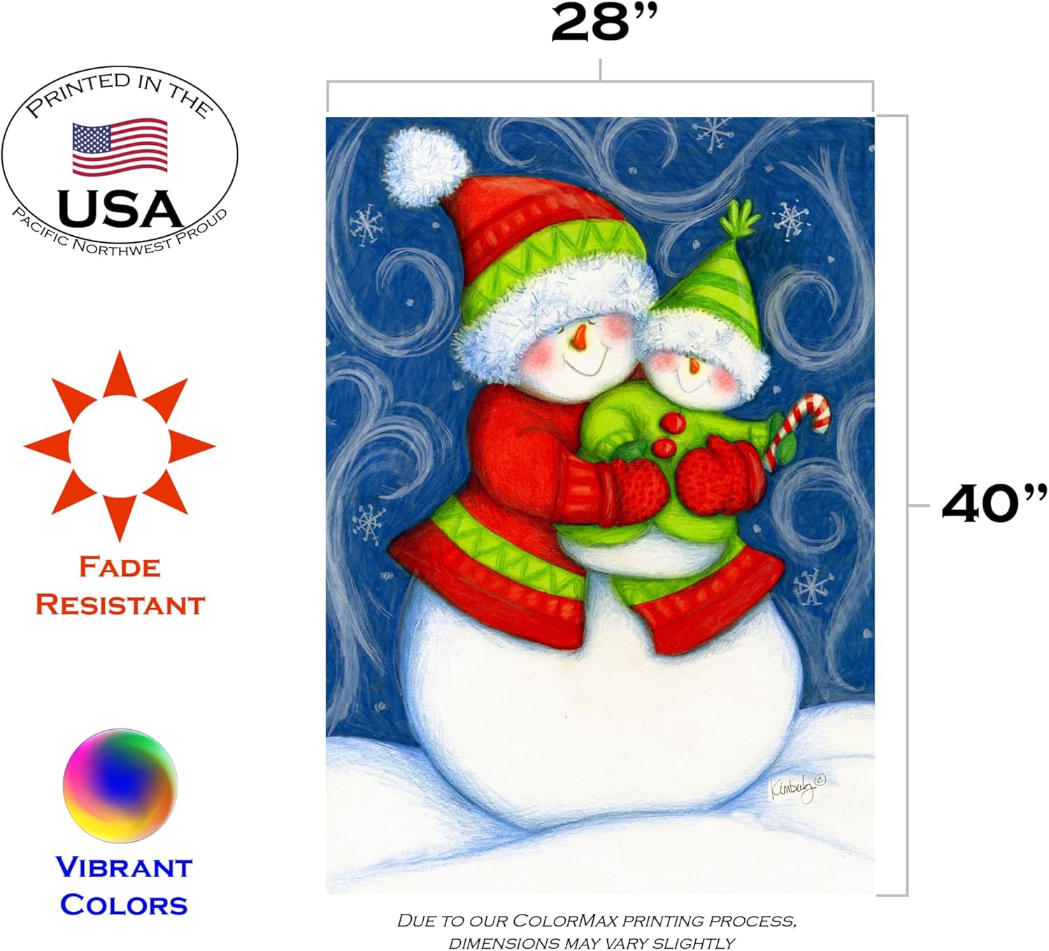 Toland Home Garden 102526 Snowbaby Winter Flag 28x40 Inch Double Sided Winter Garden Flag for Outdoor House Snowman Flag Yard Decoration